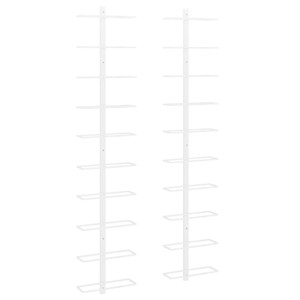 vidaXL Weinregal Wand-Weinregale für 10 Flaschen 2 Stk. Weiß Metall, 1-tlg.