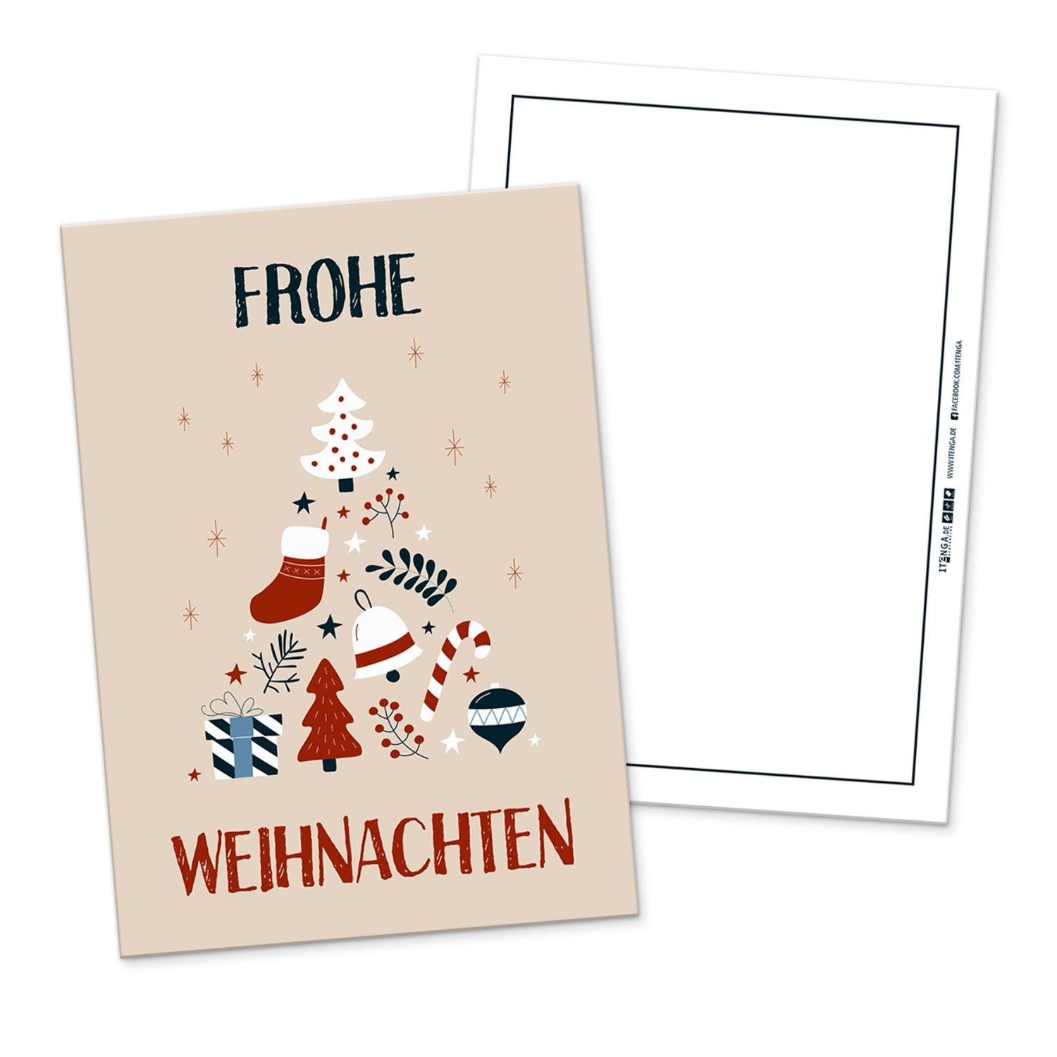 Weihnachten Postkarte Weihnachtsdeko vinta Grußkarten Frohe itenga Grußkarte x 12 itenga