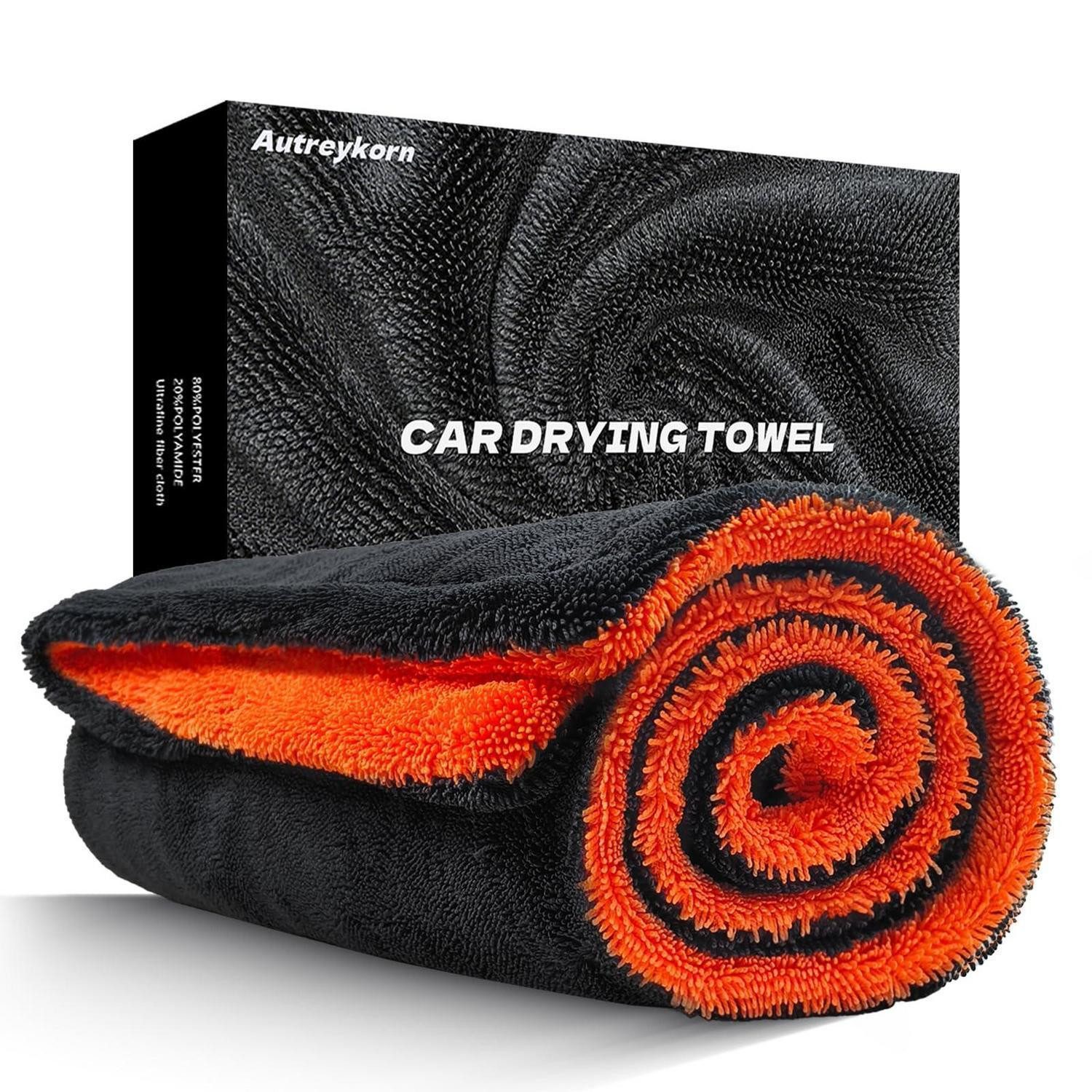 Trockentuch Mikrofaser Auto 1400GSM Fusselfrei Dunkelgrau Orange Mikrofasertuch
