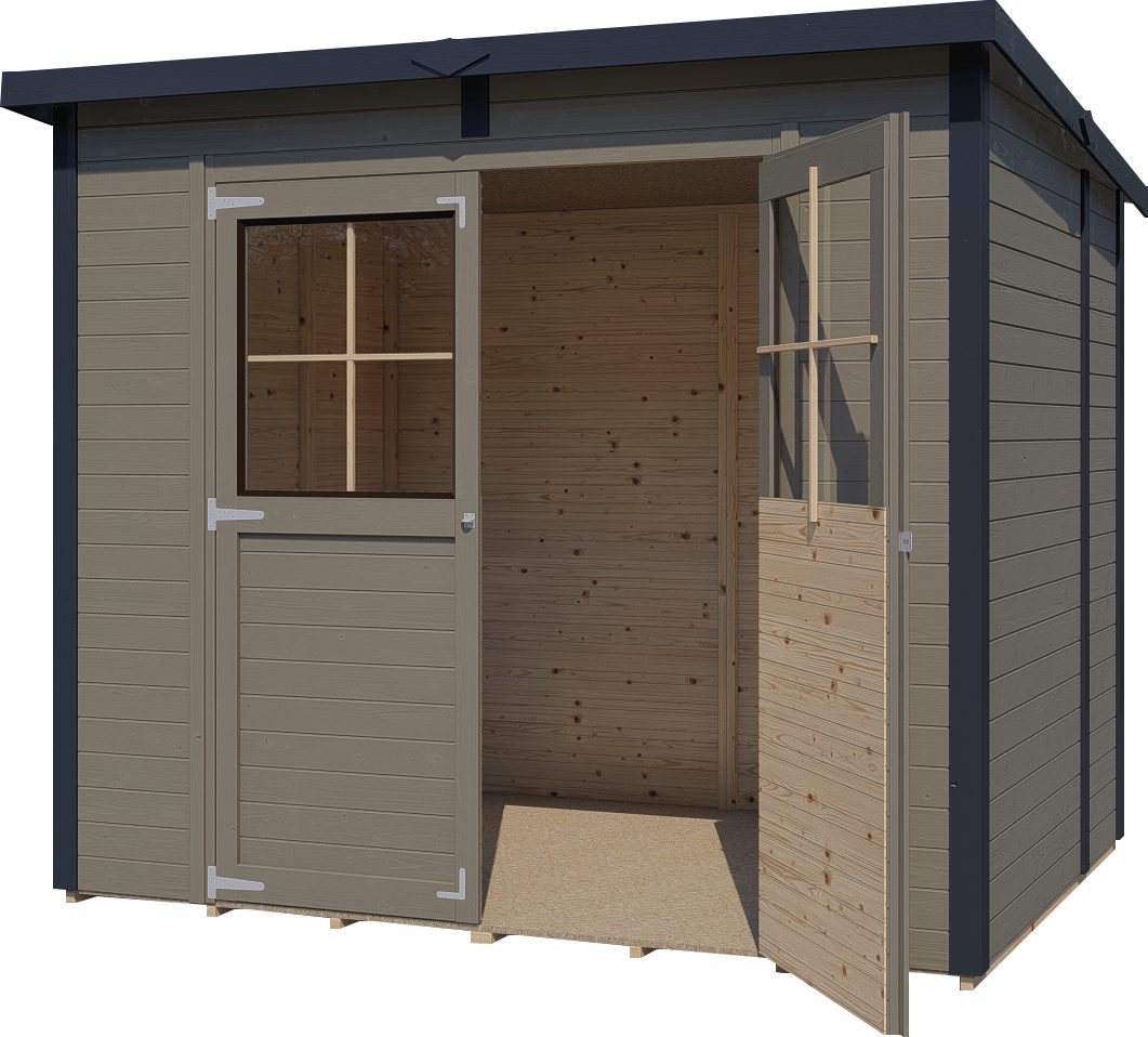 BERTILO Gartenhaus Einfach 3 beigegrau, BxT: 252x200 cm