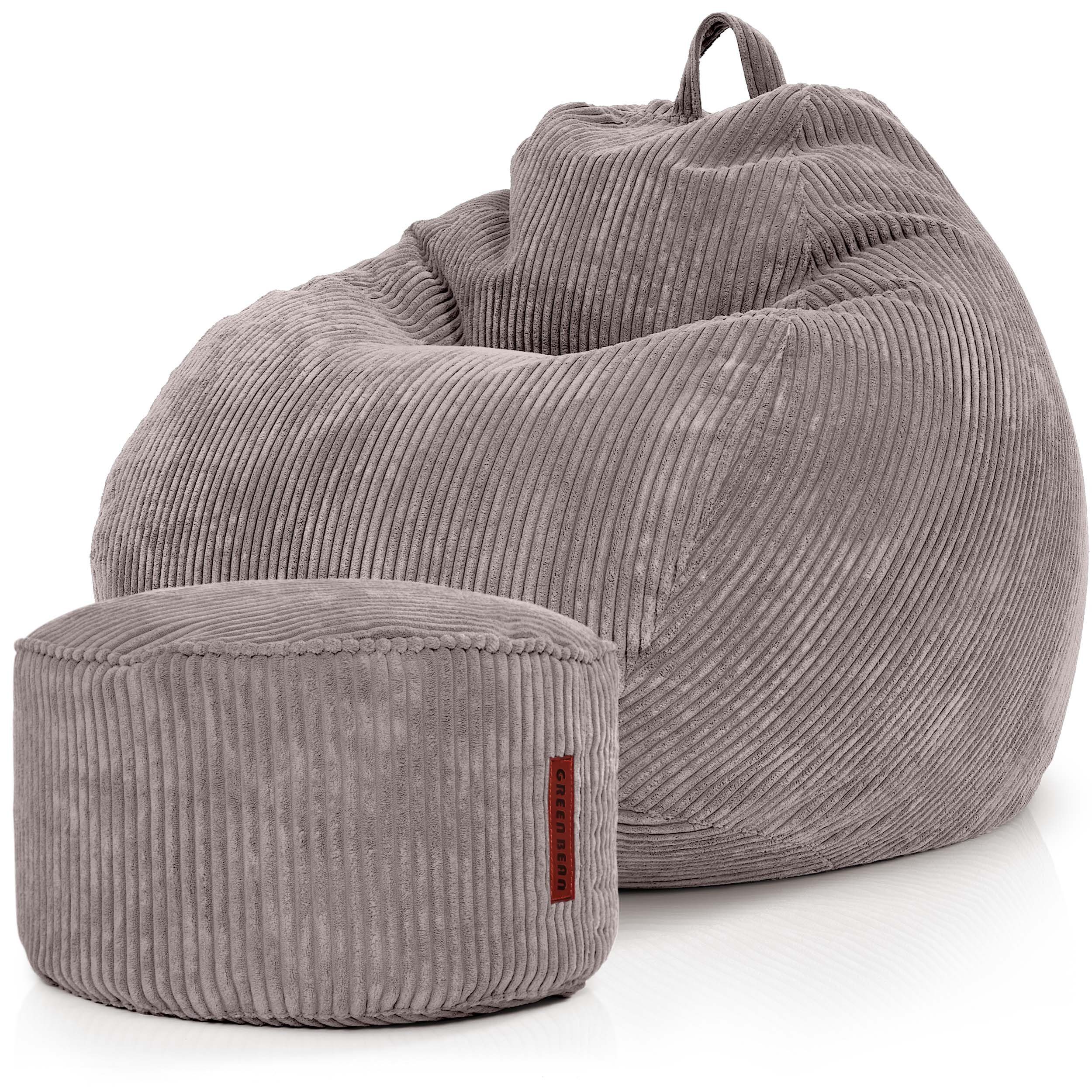 Green Bean Sitzsack Scoop + Pouf Cord, Indoor Sitzkissen mit Sitzhocker, Relax Sessel