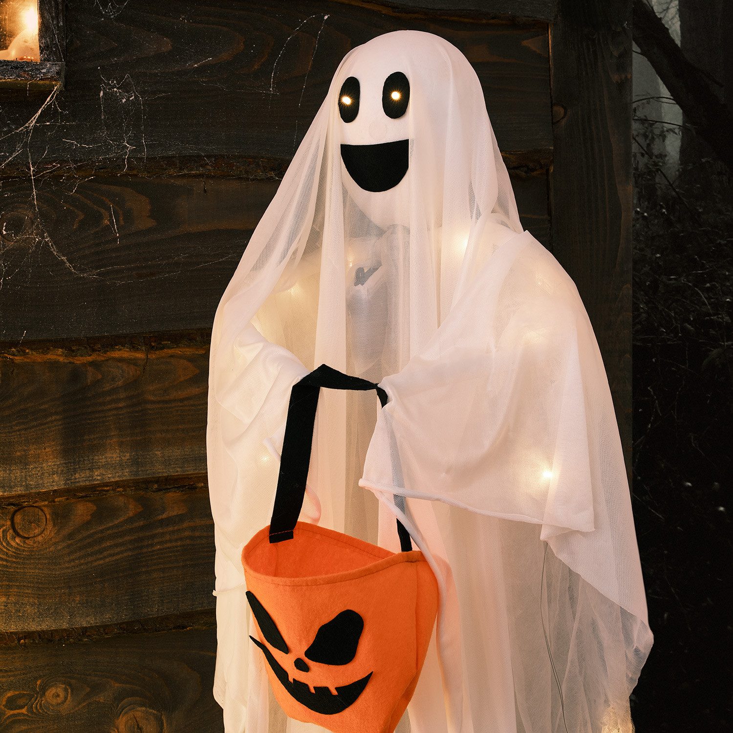 Lights4fun LED Dekofigur LED Halloweendeko Gibbons Geisterfamilie