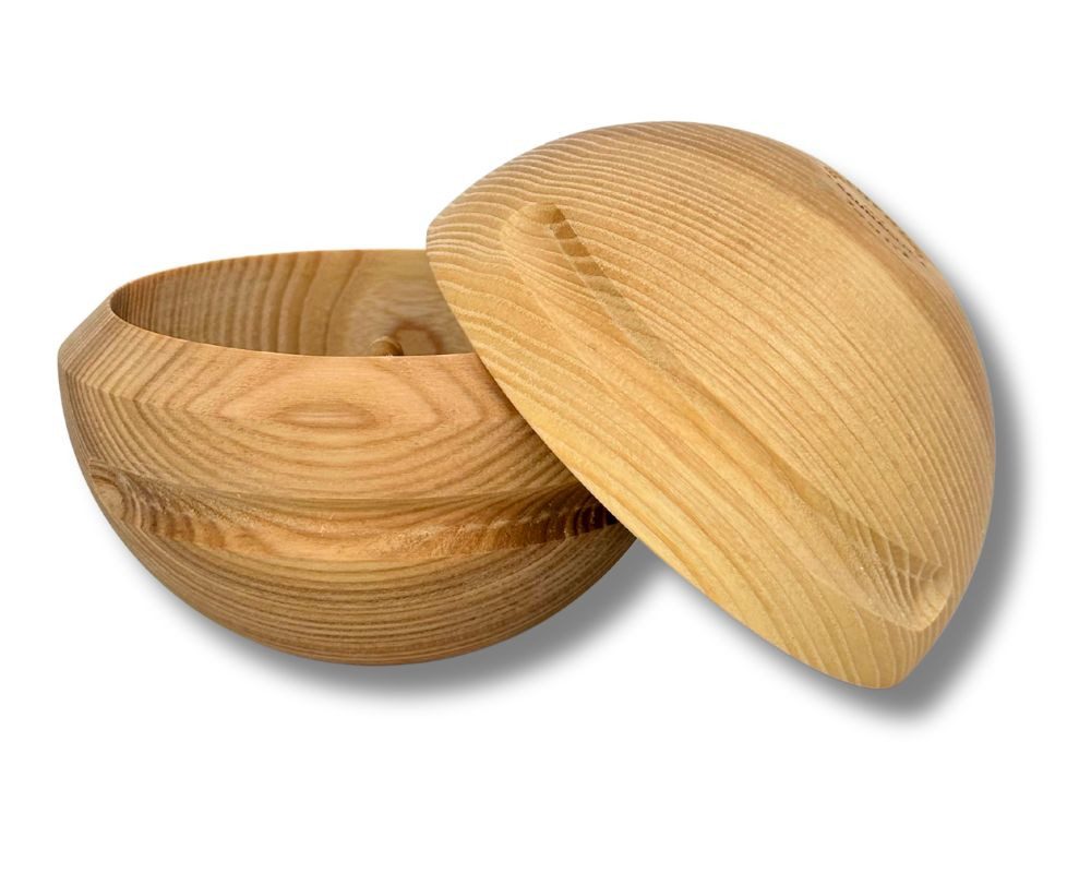 Saunagut Sauna-Aufgussset Eisaufguss-Kugel aus Eschenholz