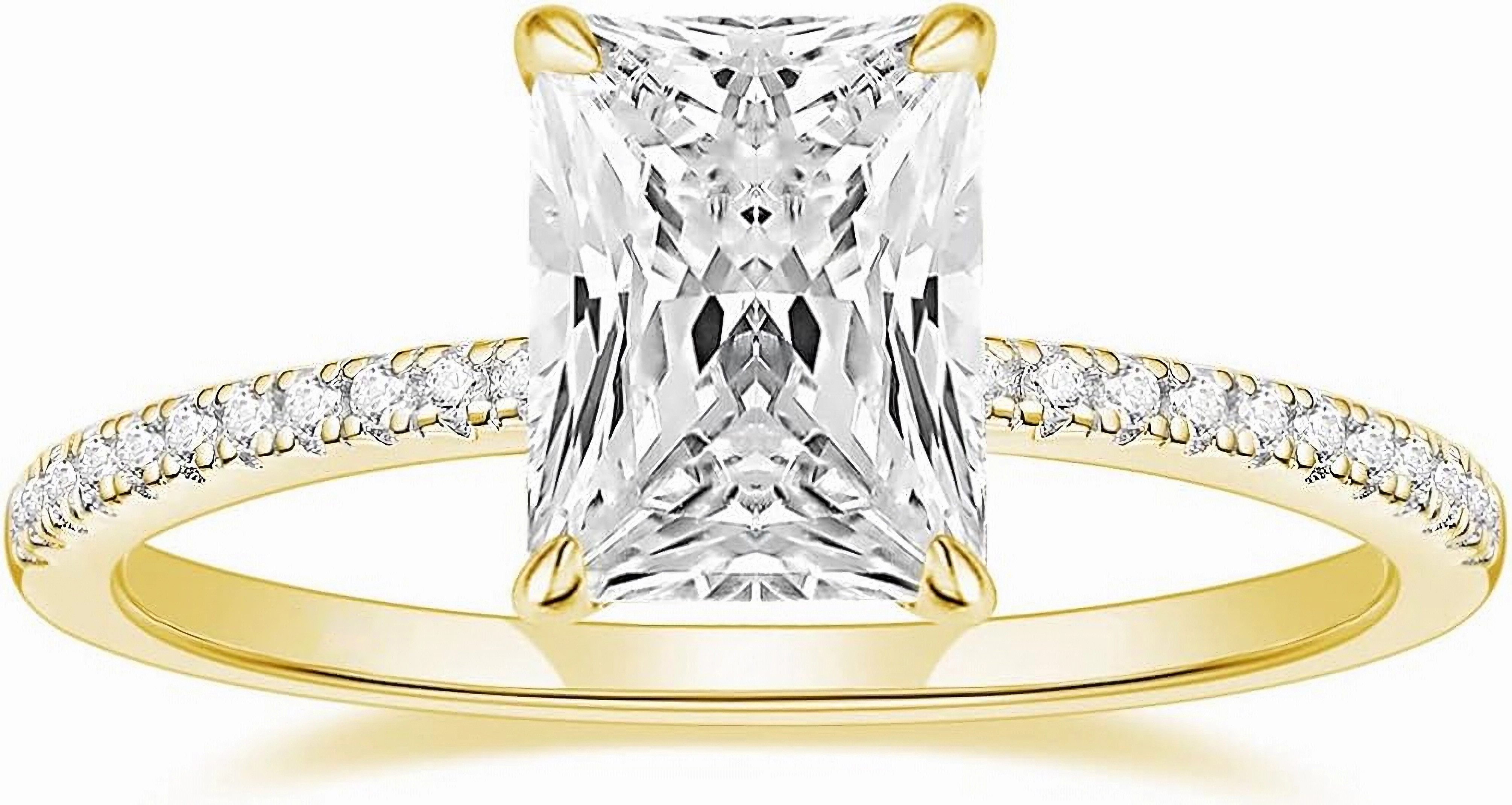 Jumpeak Trauring 585 Gold, 3-Karat-Diamant im Quadratschliff, Damen-Diamantring, E,vvs2,2EX,IGI Zertifikat,Damenring,Geschenk zum Jahrestag