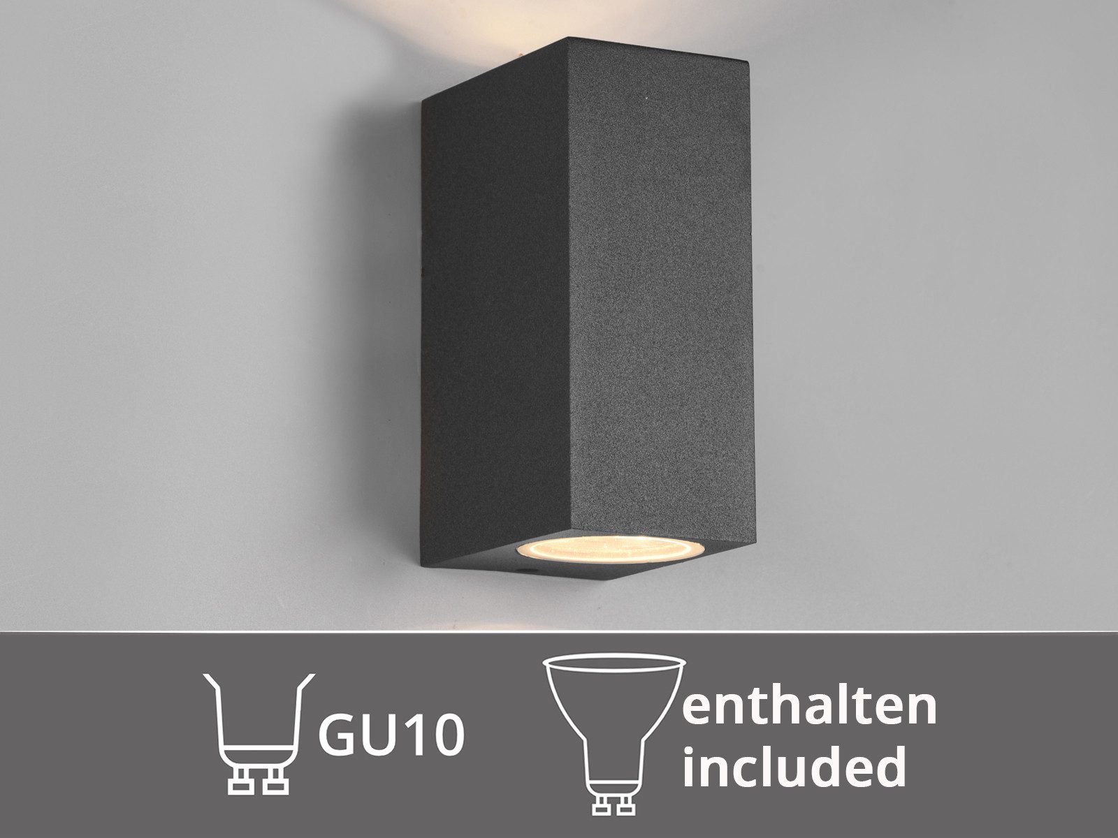 TRIO Leuchten LED Außen-Wandleuchte up and Down Anthrazit, Höhe 15cm, LED wechselbar, warmweiß, Wand Außenleuchte, Fassadenbeleuchtung Hauswand Haustür mit GU10 – Bild 5 von 5