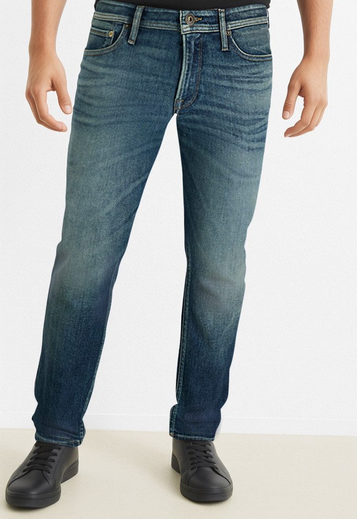 Jack & Jones Regular-fit-Jeans JJICLARK mit Used-Look und Stretch für den Alltag mit Abriebeffekten