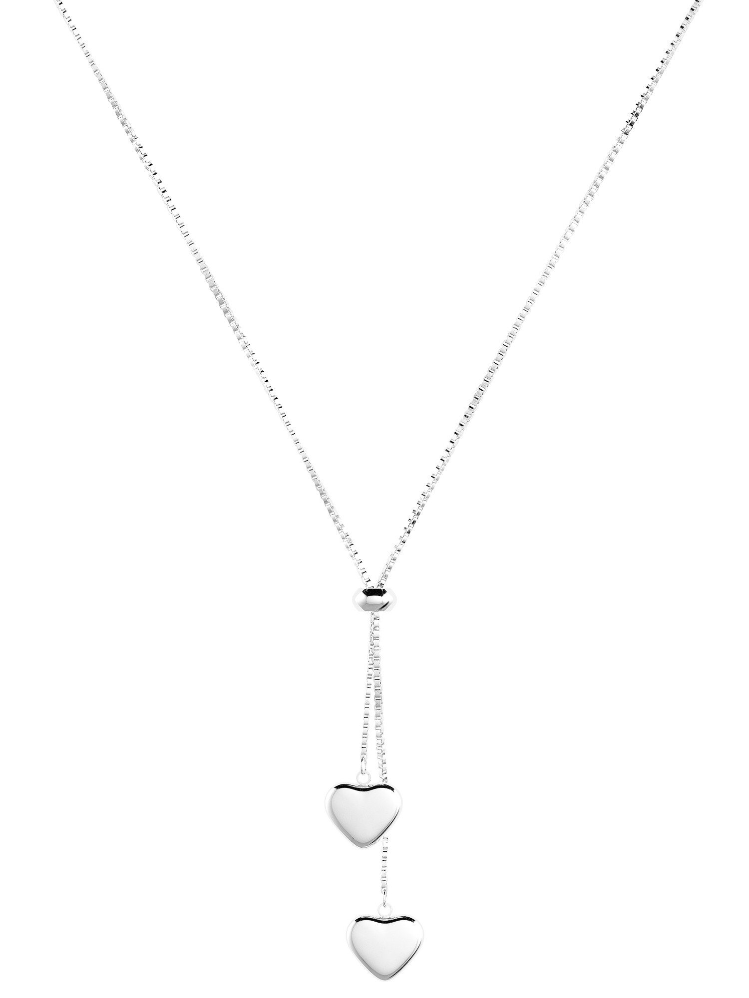 THIORA Edelstahlkette Kette mit Anhänger Schmuck Geschenk Edelstahl Herz - "Bora Hearts" (Einzel, Einzelartikel), wasserfest, nickelfrei, hypoallergen, verstellbar, Y-Kette, Boxkette