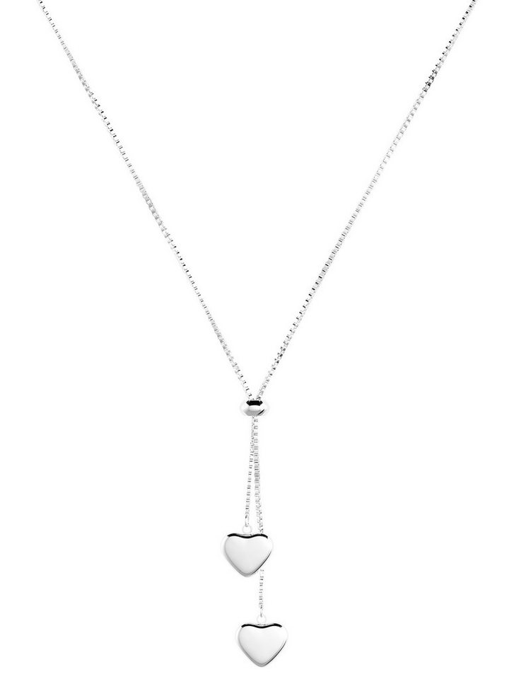 THIORA Edelstahlkette Bora Hearts (Einzel, Einzelartikel), wasserfest, nickelfrei, hypoallergen, verstellbar, Y-Kette, Boxkette