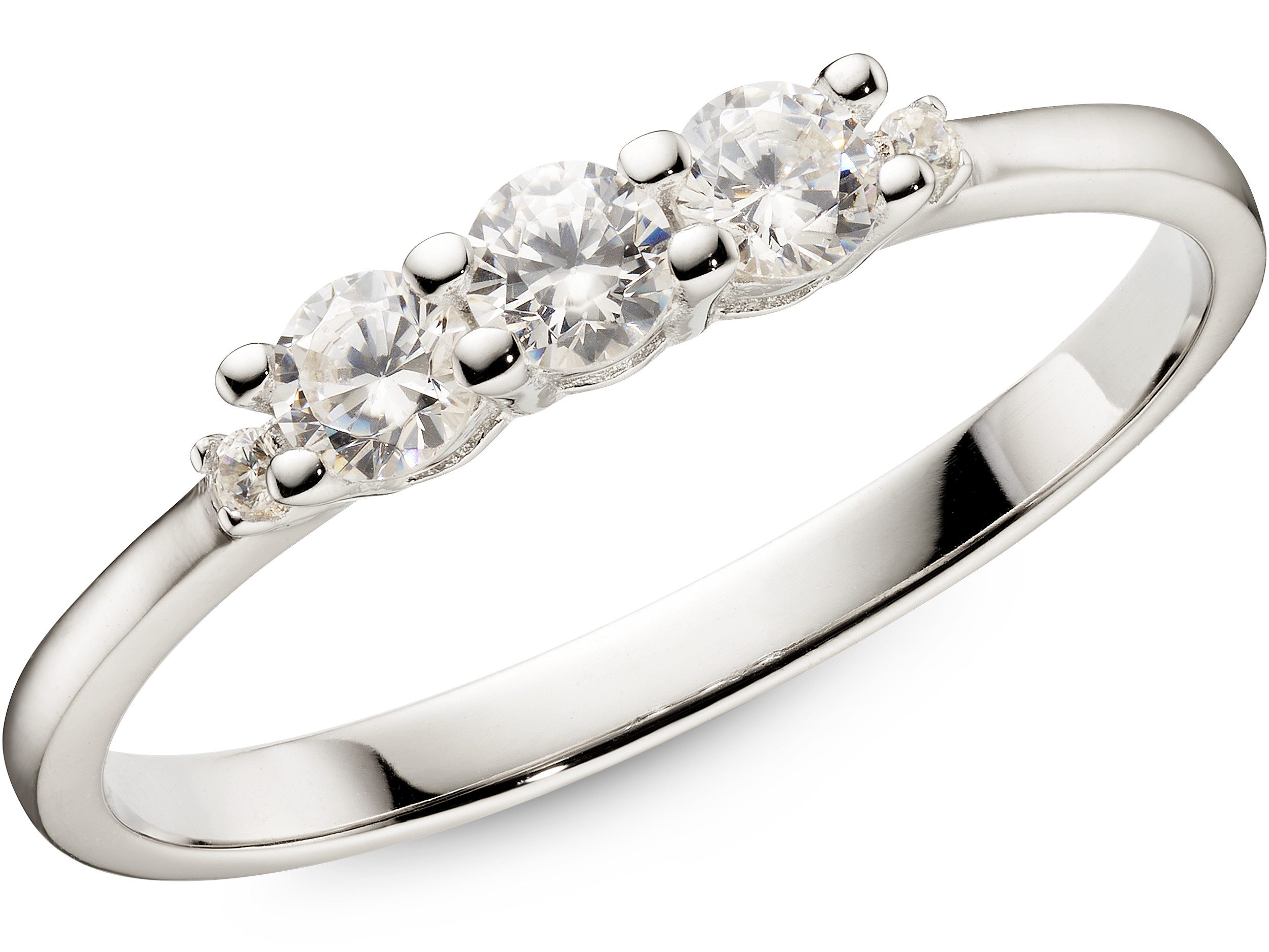 Firetti Fingerring Silberring rhodniert mit Zirkonia weiß, mit Zirkonia (synth)