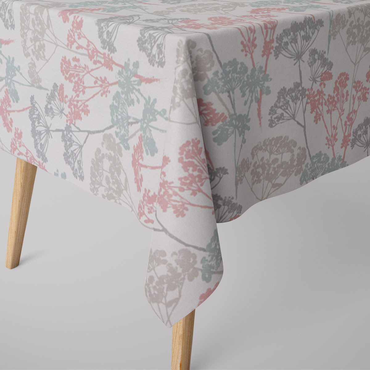 SCHÖNER LEBEN. Tischdecke SCHÖNER LEBEN. Tischdecke Blumen Gräser pastell mint rosa grau, handmade