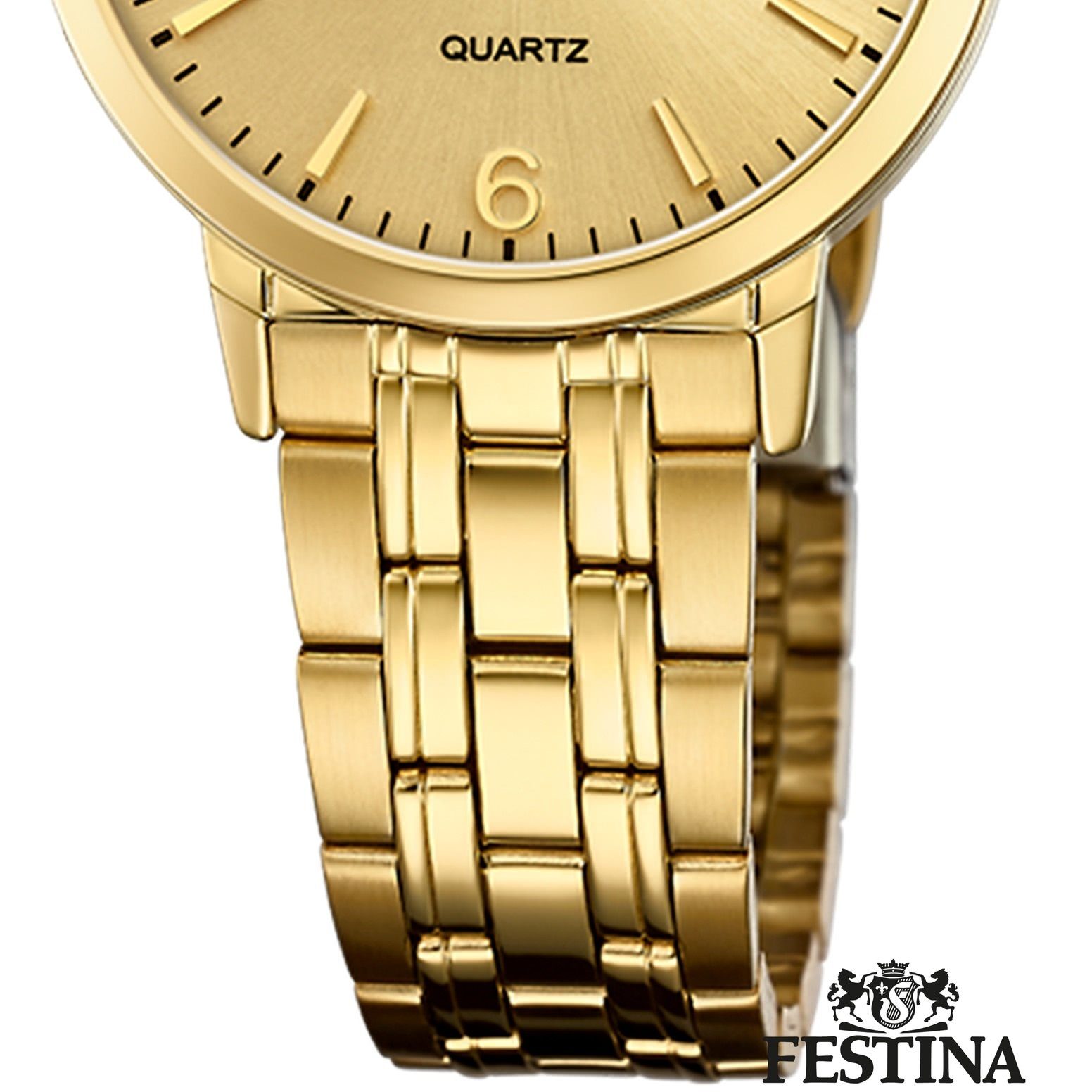 Festina Quarzuhr Festina Uhr Damen Edelstahlarmband Elegant Elegant gold, Armbanduhr F20514/3 Damen rund, Stahl