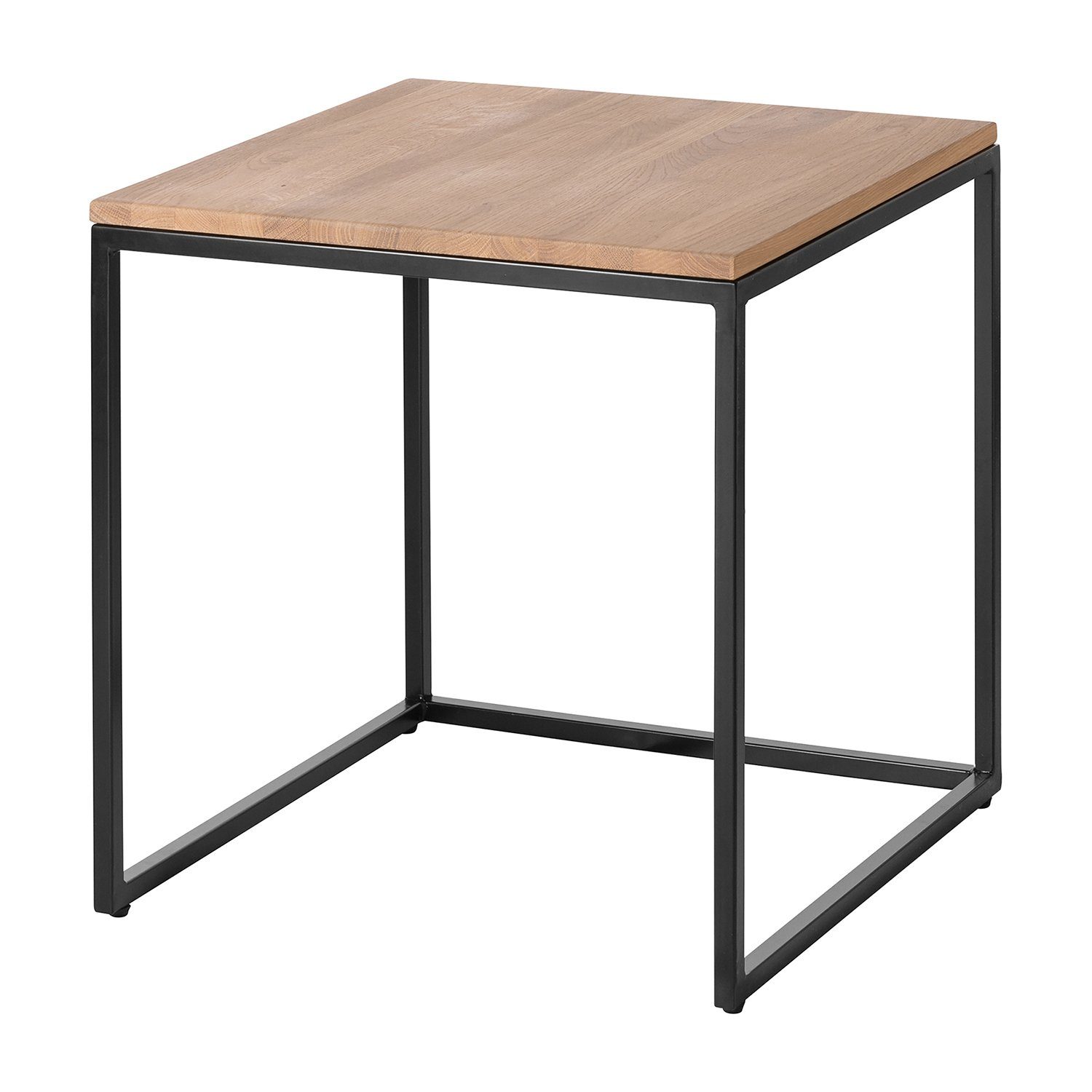 Fink Tabletttisch NOVO Beistelltisch 2er Set - H.45cm x B.45cm - schwarz - Eiche /Stahl (Dekotisch - kleiner Tisch, Dekotisch - kleiner Tisch), Moderner Sofatisch: Vielseitiger Ablagetisch & Couchtisch für Zuhause