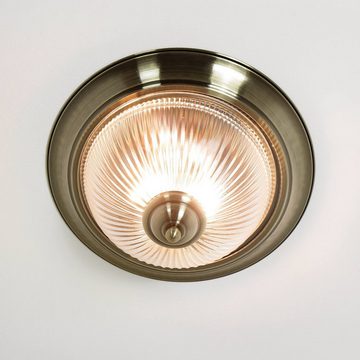 Licht-Erlebnisse Deckenleuchte BARMSTEDT, ohne Leuchtmittel, Jugendstil Deckenlampe Messing Antik Glas Küche Lampe