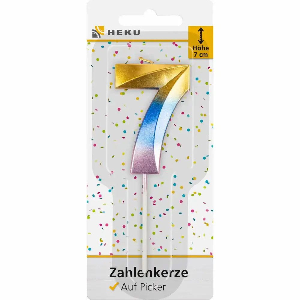 HEKU Geburtstagskerze Zahlenkerze 7 auf Picker - Idena Geburtstagskerze 7cm