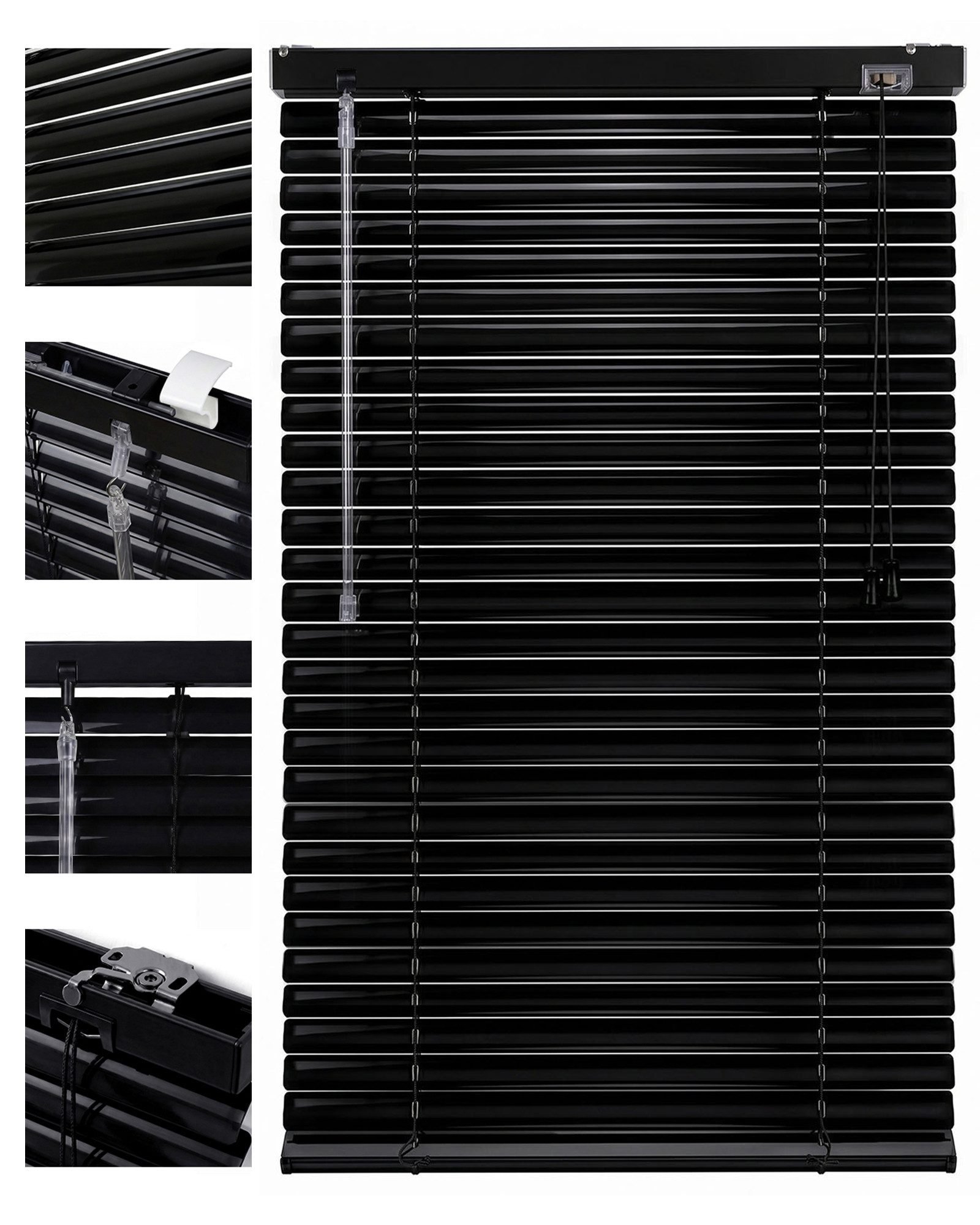 Sekey Jalousie Aluminium-Jalousie Klemmfix ohne Bohren für fenster Sichtschutz, freihängend, 25mm Alu-Lamellen, Klemmfix ohne Bohren, inkl. Zubehör