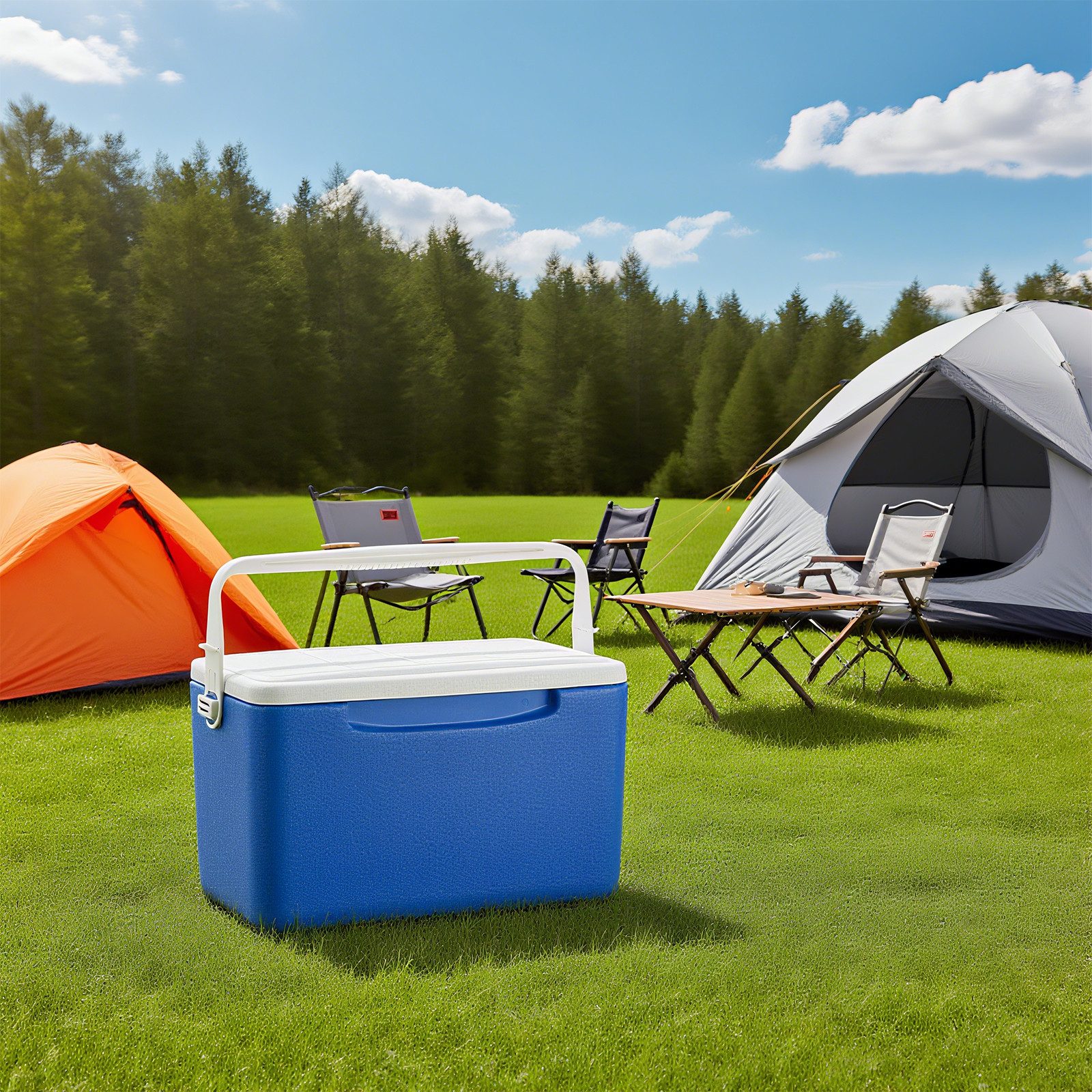 FOHERE Kühlbox Tragbare Kühlbox, 26 Liter Fassungsvermögen, isolierte Eisbox, mit Griff, Blau