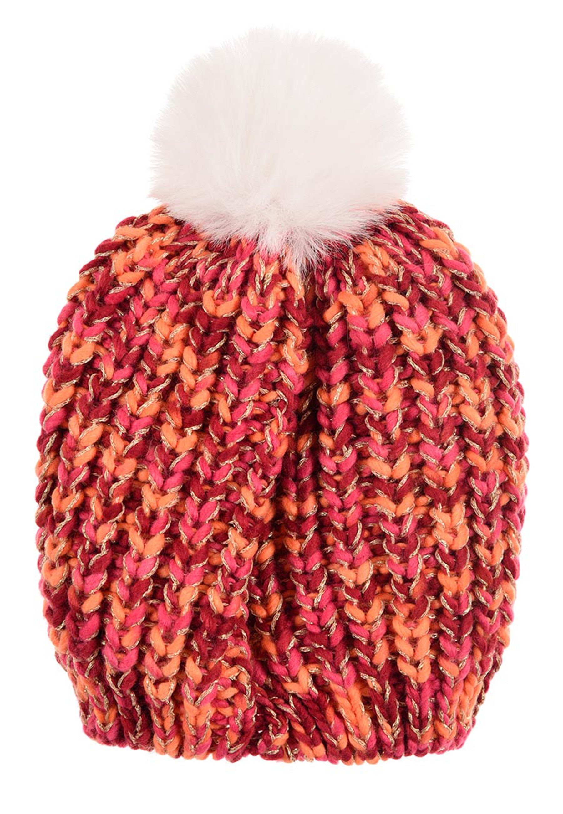 Disney Minnie Mouse Bommelmütze Kinder Mädchen Winter-Mütze Strick-Mütze mit Kunstpelz Bommel