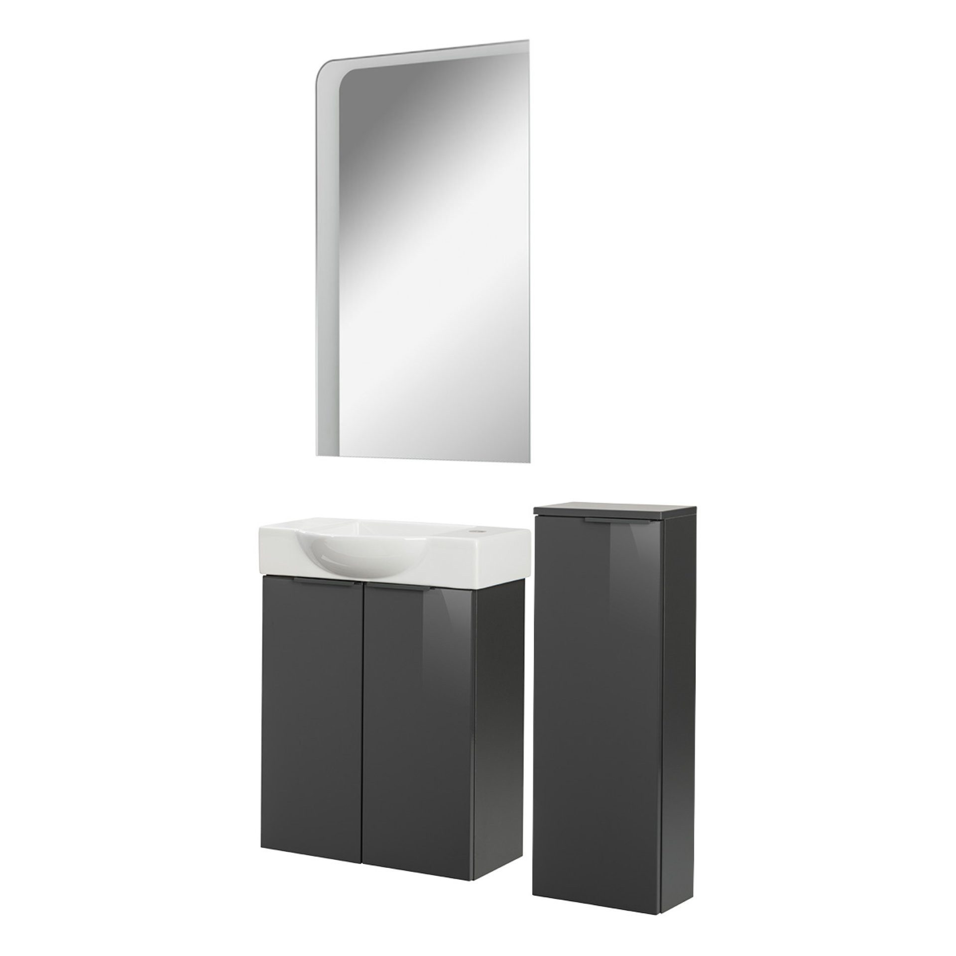 Badmöbel-Set Gäste-WC Set, Badezimmer-Komplettset, 4-teiliges Badmöbelset