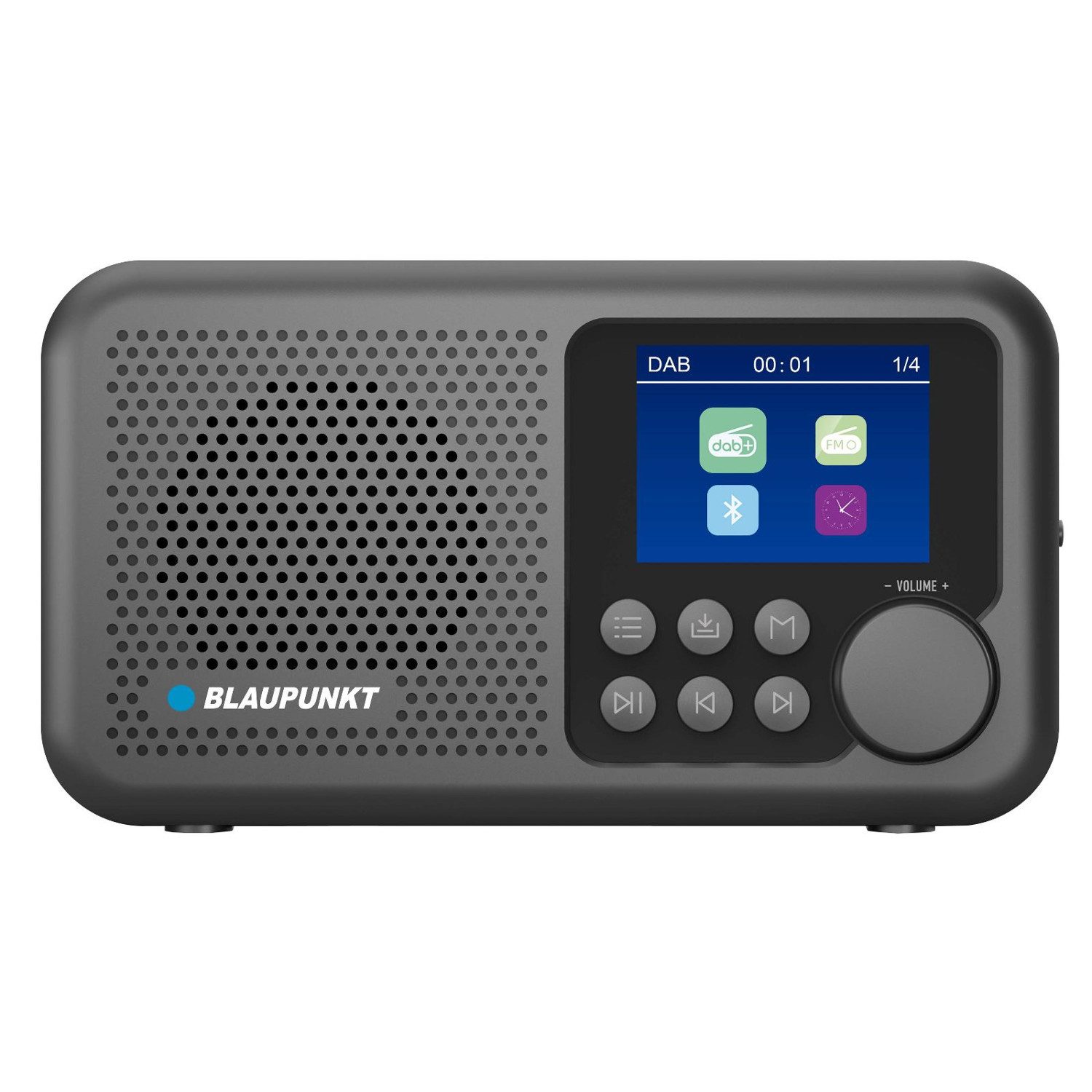 Blaupunkt DR8 Tragbares Radio FM DAB+ Bluetooth-Wecker Radio (DAB+-Radio, 2 W, Kopfhörerausgang, 2,4 Zoll Farbdisplay, Uhr- und Weckfunktion)