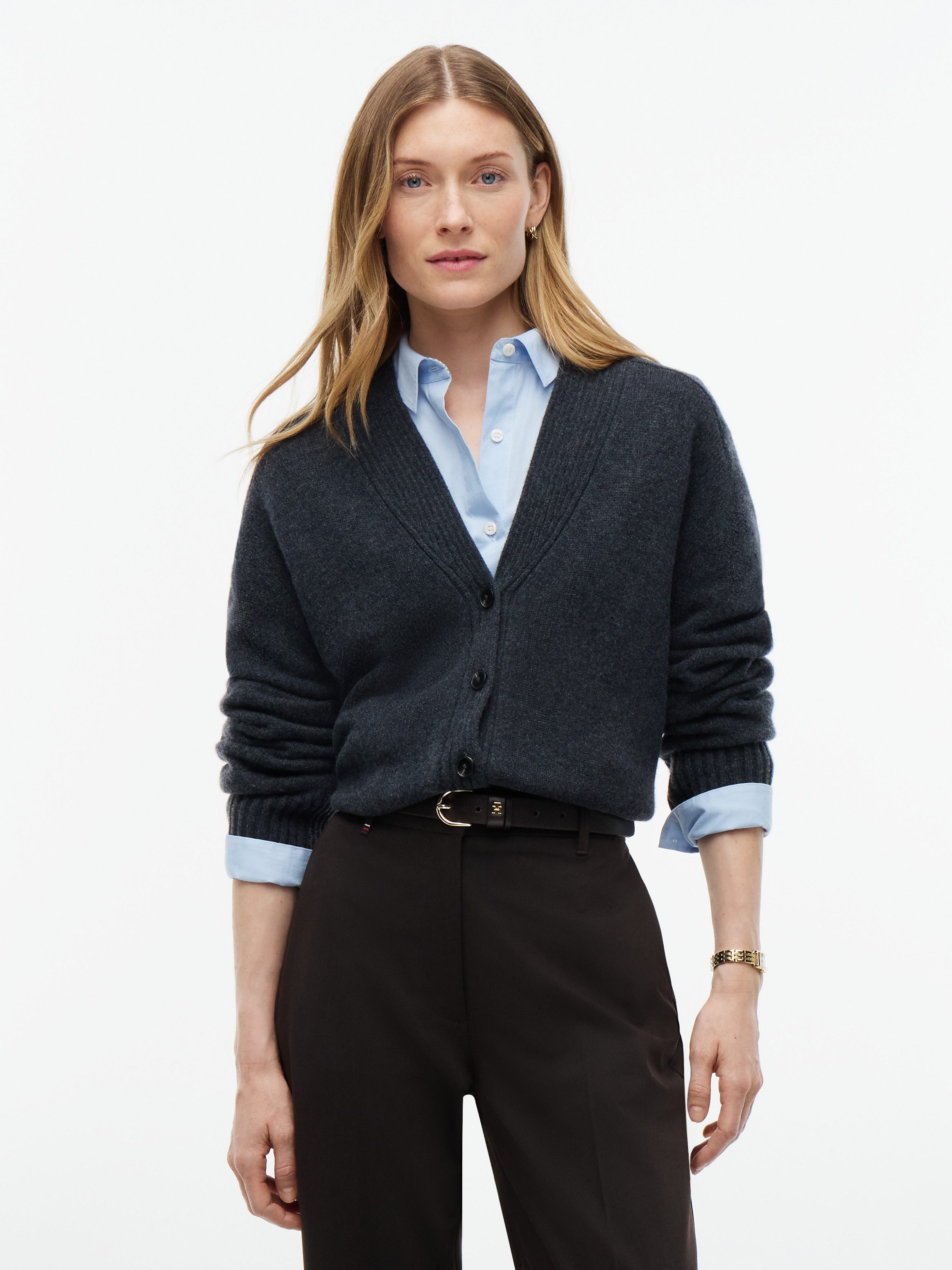 Tommy Hilfiger Strickjacke CASHMERE BLEND V-NK CARDIGAN SWT Wolle & Kaschmir, V-Ausschnitt
