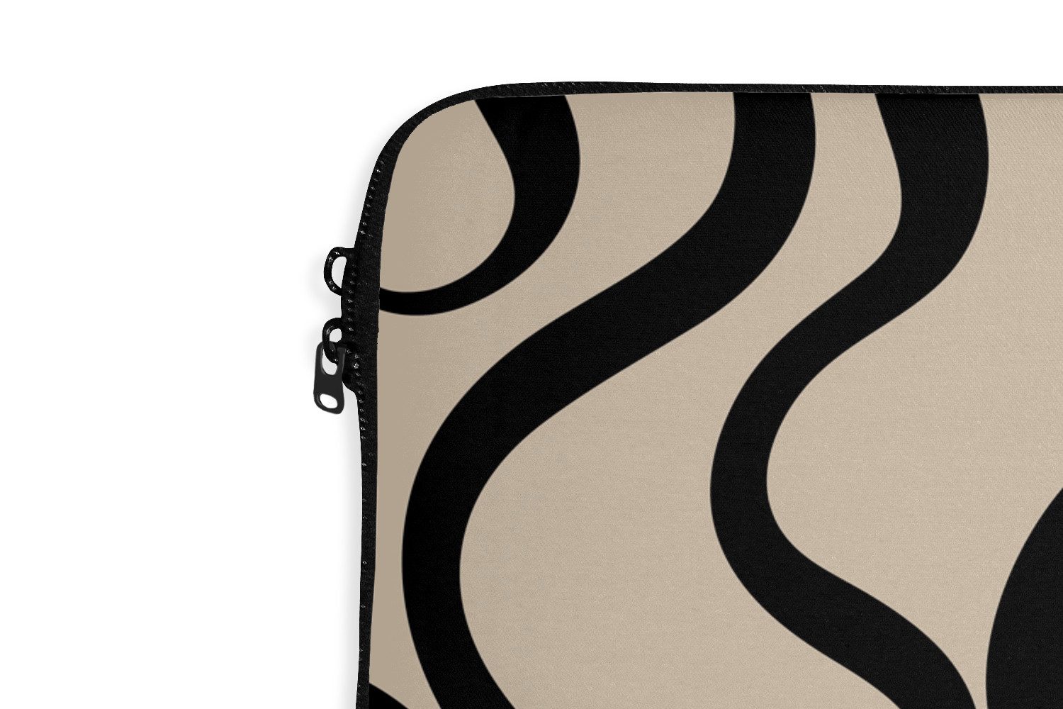 MuchoWow Laptop-Hülle Linien - Schwarz - Beige - Abstrakt - Minimalistisch 13.3 Zoll, Laptopsleeve, weiches Innenfutter zum Schutz Kratzern, Laptoptasche