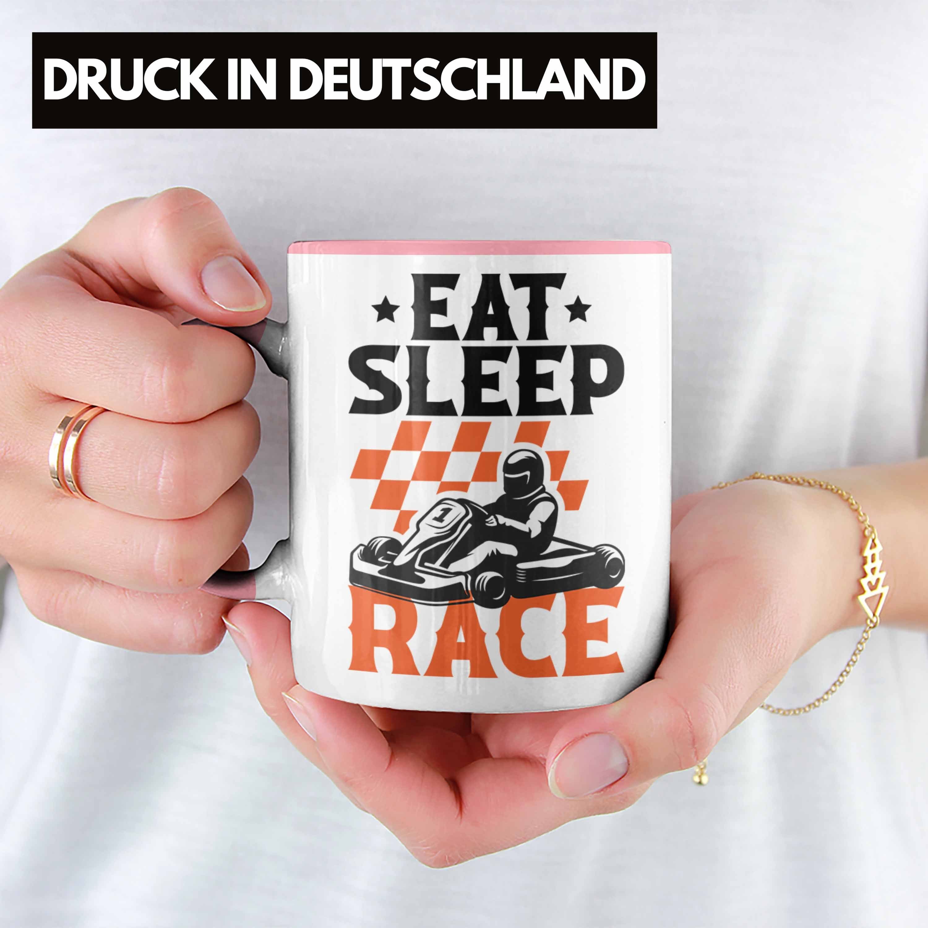 Trendation Tasse Trendation - Kart Sleep Fahrer Racing Gokart Race Go Rosa Tasse Eat Geschenk Rennfahrer