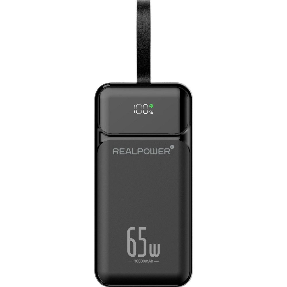 Realpower RealPower 65W Powerbank 27.000 mAh Quick Charge, USB PD Schwarz Powerbank 27 mAh