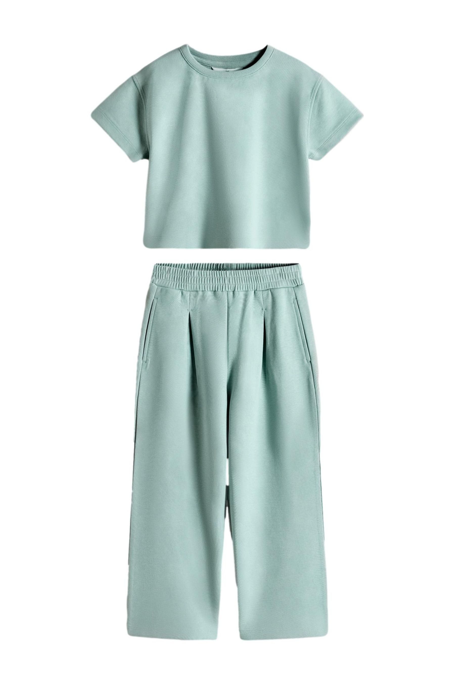 The Set Top & Hose The Set Crop Fit Interlock-T-Shirt und Jogginghose (2-tlg)
