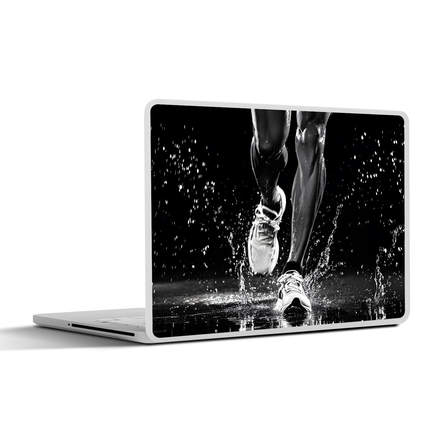 MuchoWow Laptop-Aufkleber Laufschuhe - Laufen - Drops - Schwarz, (1tlg), Aufkleber Geeignet für Laptops, Schutz vor Kratzern, Sticker, 32x23 cm