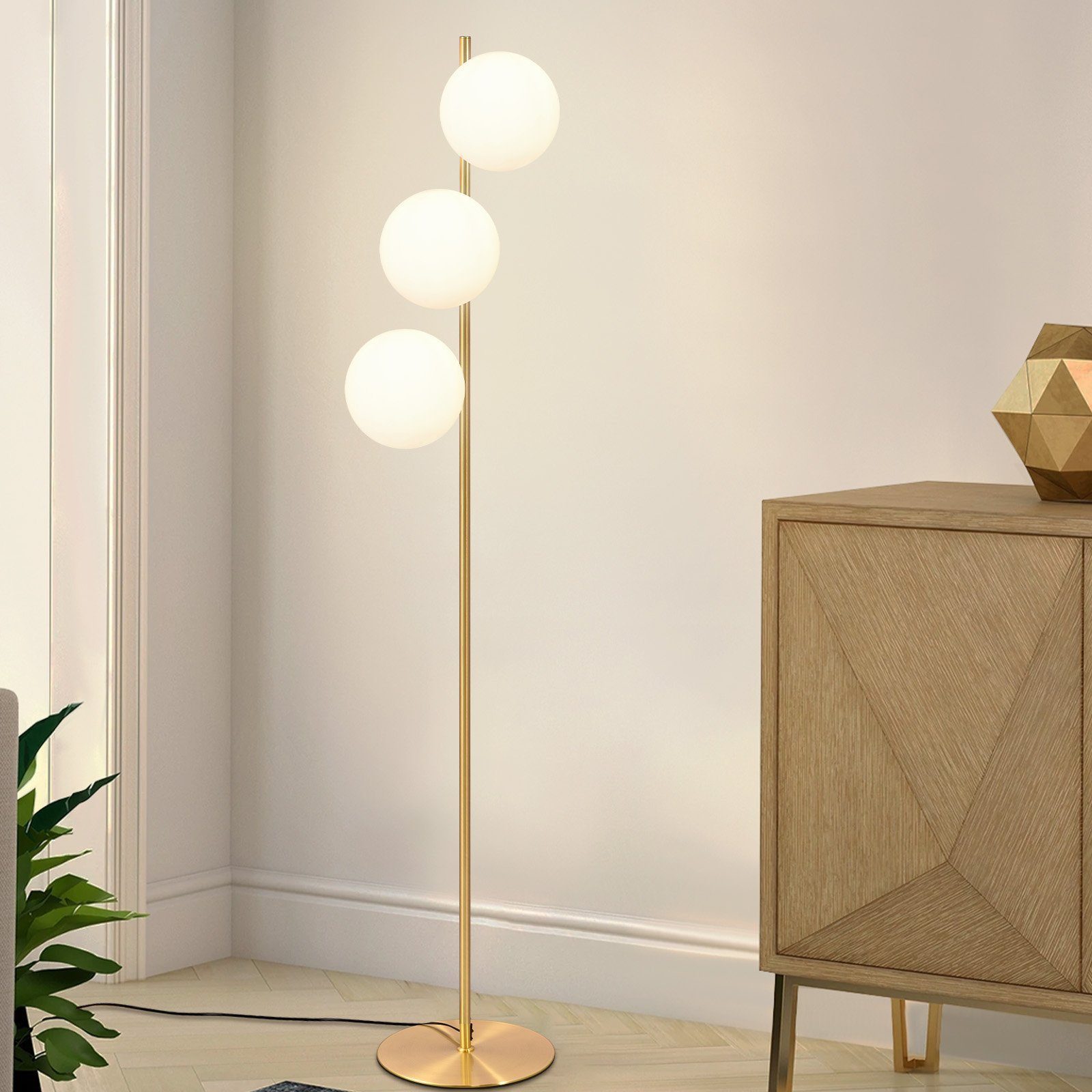 Nettlife Stehlampe Vintage Wohnzimmer Gold Glas günstig online kaufen
