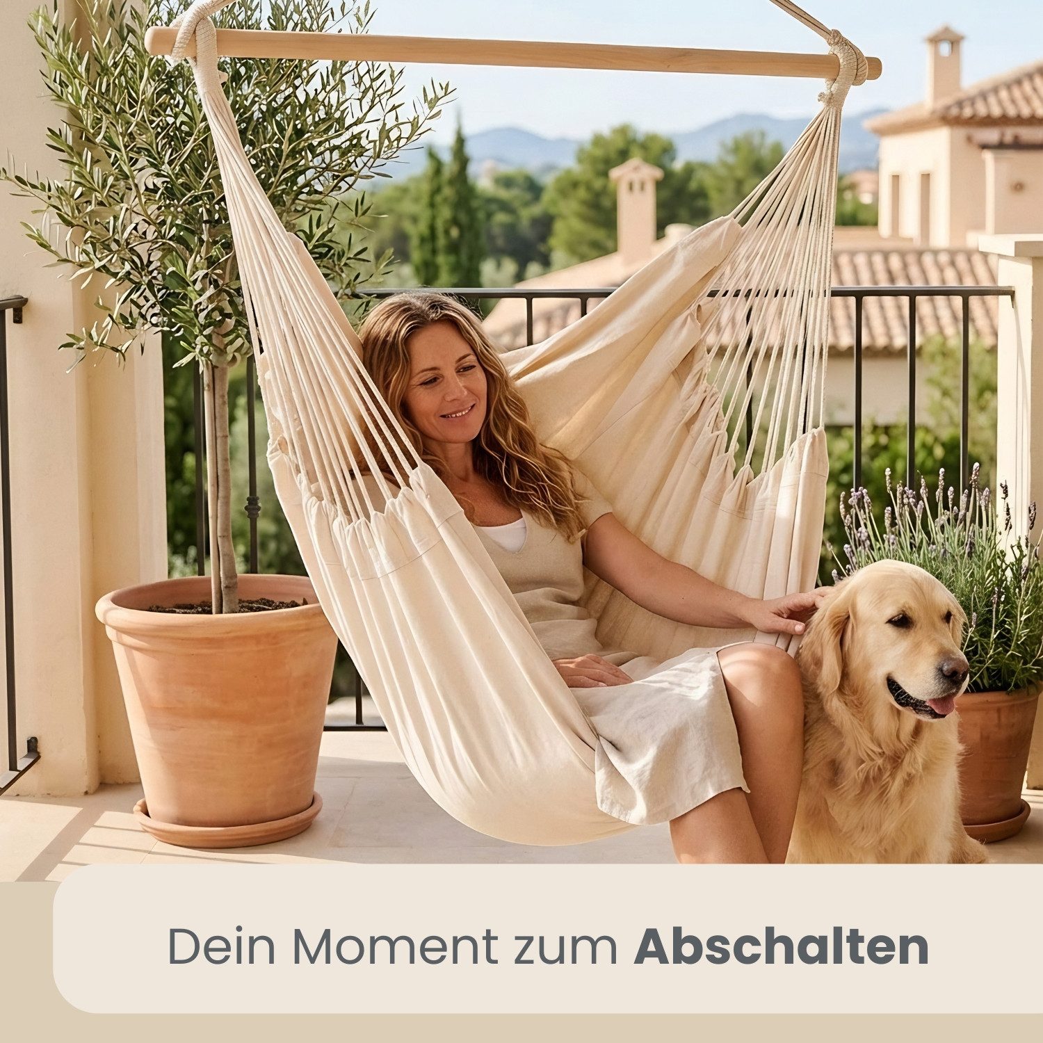 AMANKA Hängestuhl für 2 Personen: XXL Outdoor Hängesessel bis 150 kg - Garten und Balkon, 185 x 130 cm Hängesitz für Kinder und Erwachsene - 360° Relaxsessel