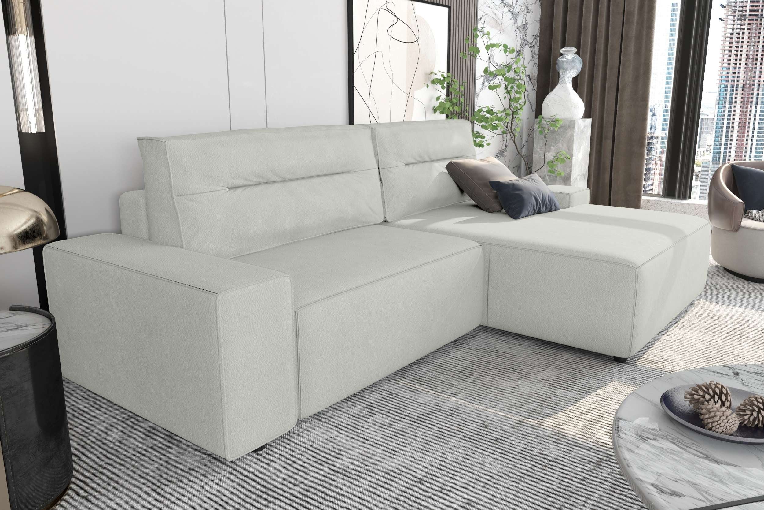 Design wahlweise bestellbar, links Eckcouch, Emanuel, Stylefy L-Form, rechts Modern und Bettfunktion oder Ecksofa Bettkasten, mane mit