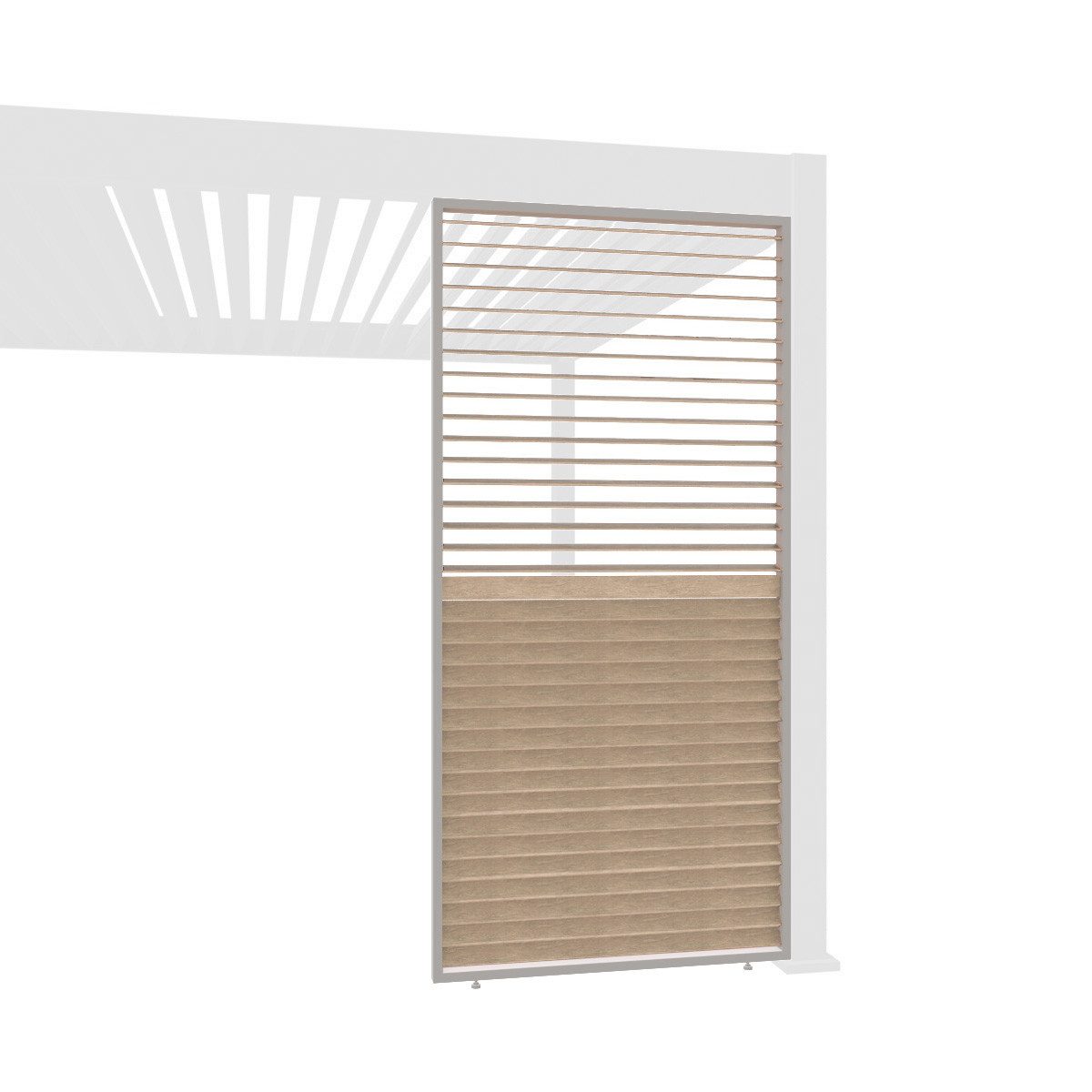 Weide Pavillonseitenteil Holzoptik Wand für Pergola drehbare Lamellen Aluminium 3 Maße, 93x234 cm