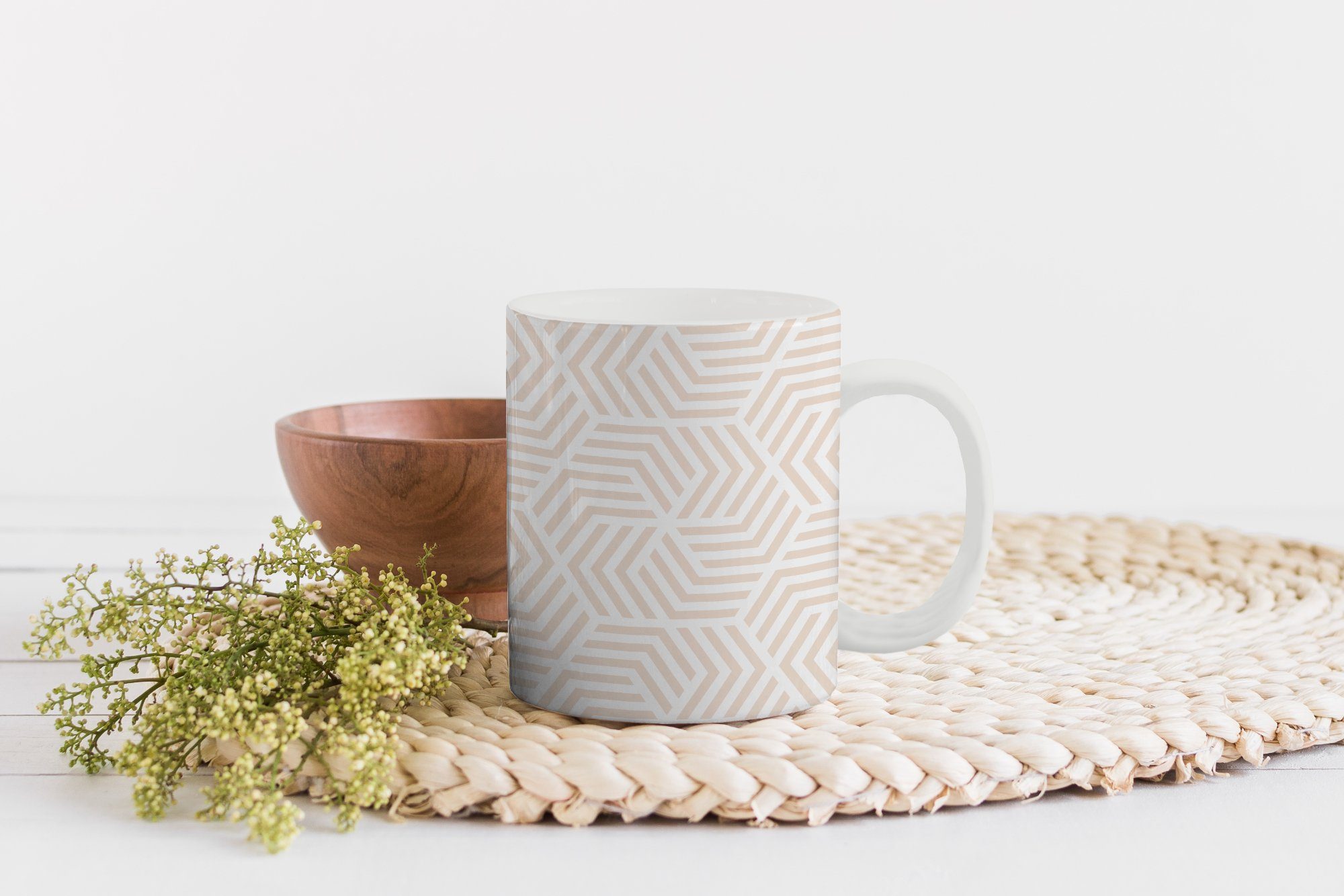 MuchoWow Tasse Muster - Gestaltung Kaffeetassen, - Becher, Pastell, Keramik, Teetasse, Geschenk Teetasse, Geometrie 