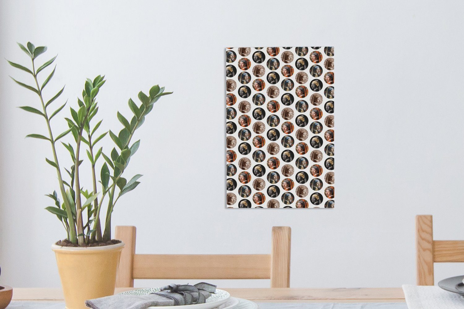 Muster, Farben Perlenohrring (1 Leinwandbild Leinwandbild Zackenaufhänger, 20x30 - cm bespannt fertig mit inkl. Gemälde, St), - Mädchen OneMillionCanvasses®