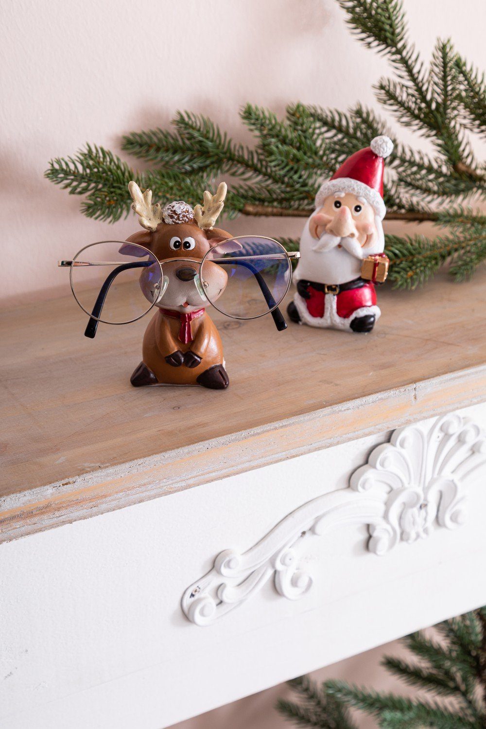 Wohnando Dekofigur Brillenhalter 2er Set: Weihnachtsmann & Elch – Deko für günstig online kaufen