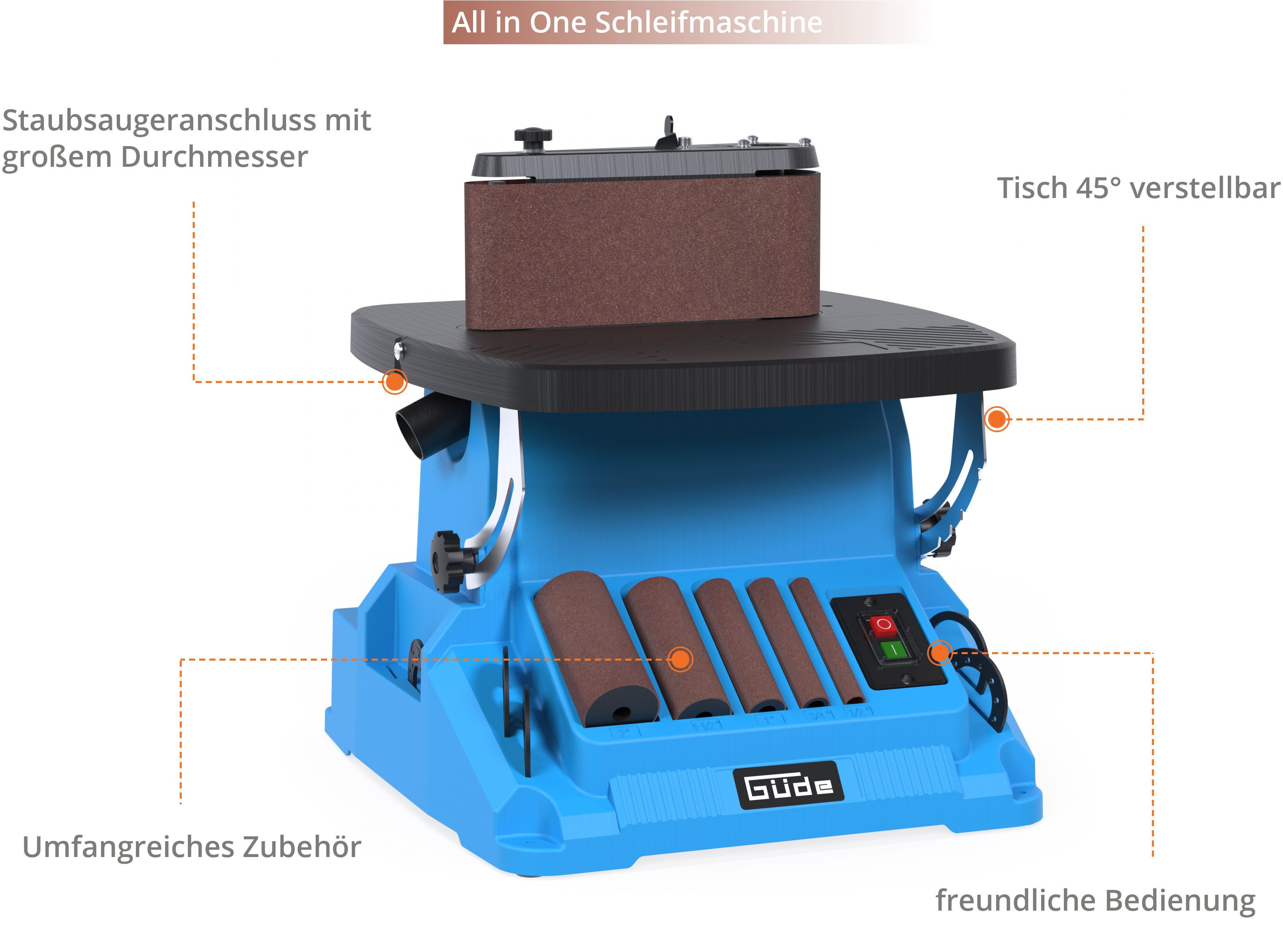 Güde Bandschleifer Spindel-Bandschleifmaschine GSBSM 500, max. 2000 U/min, 480 m/min