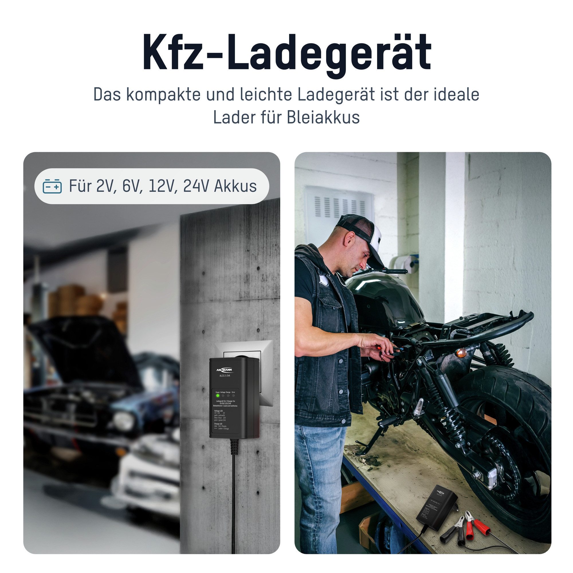 ANSMANN AG KFZ-Ladegerät für 2v/6V/12/24V Autobatterie – Vollautomatisch Universal-Ladegerät