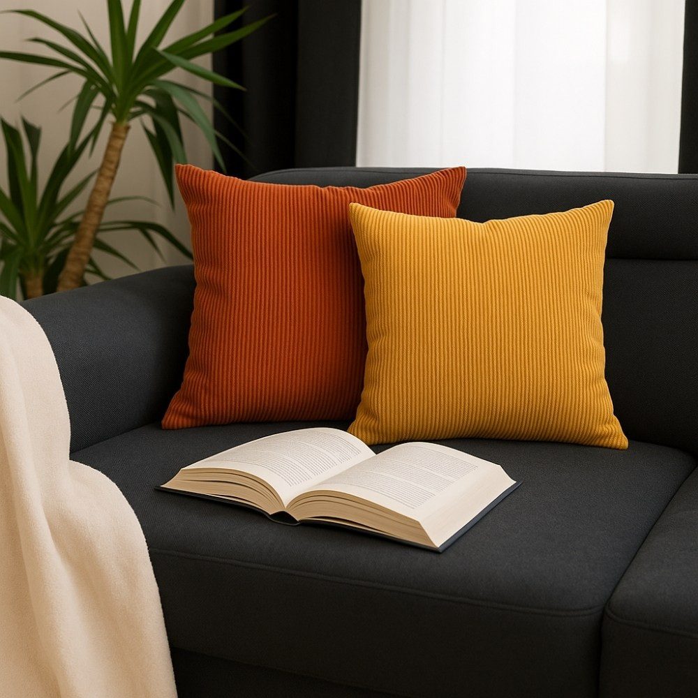 REALLaxx Dekokissen Antje Cord Kissen, 45x45 / 50x70cm, gestreifter Cord Ki günstig online kaufen