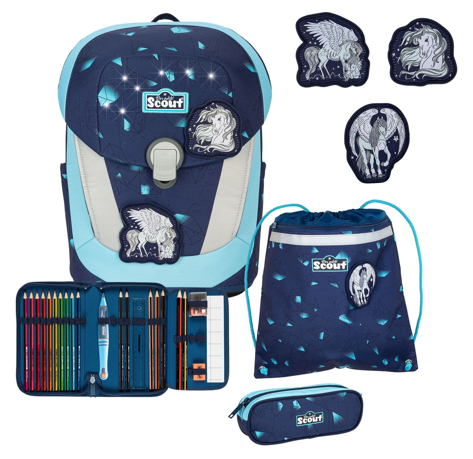 Scout Schulranzen Sunny II Set 5-teilig (Set, 4-tlg)