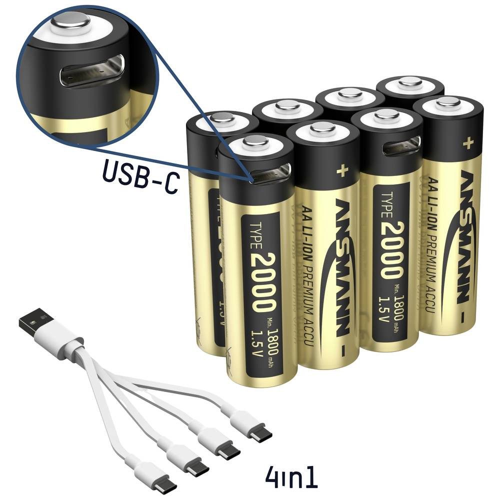 Premium Li-Ion Akkus 1.5V Mignon AA Typ 2000 min. Akku