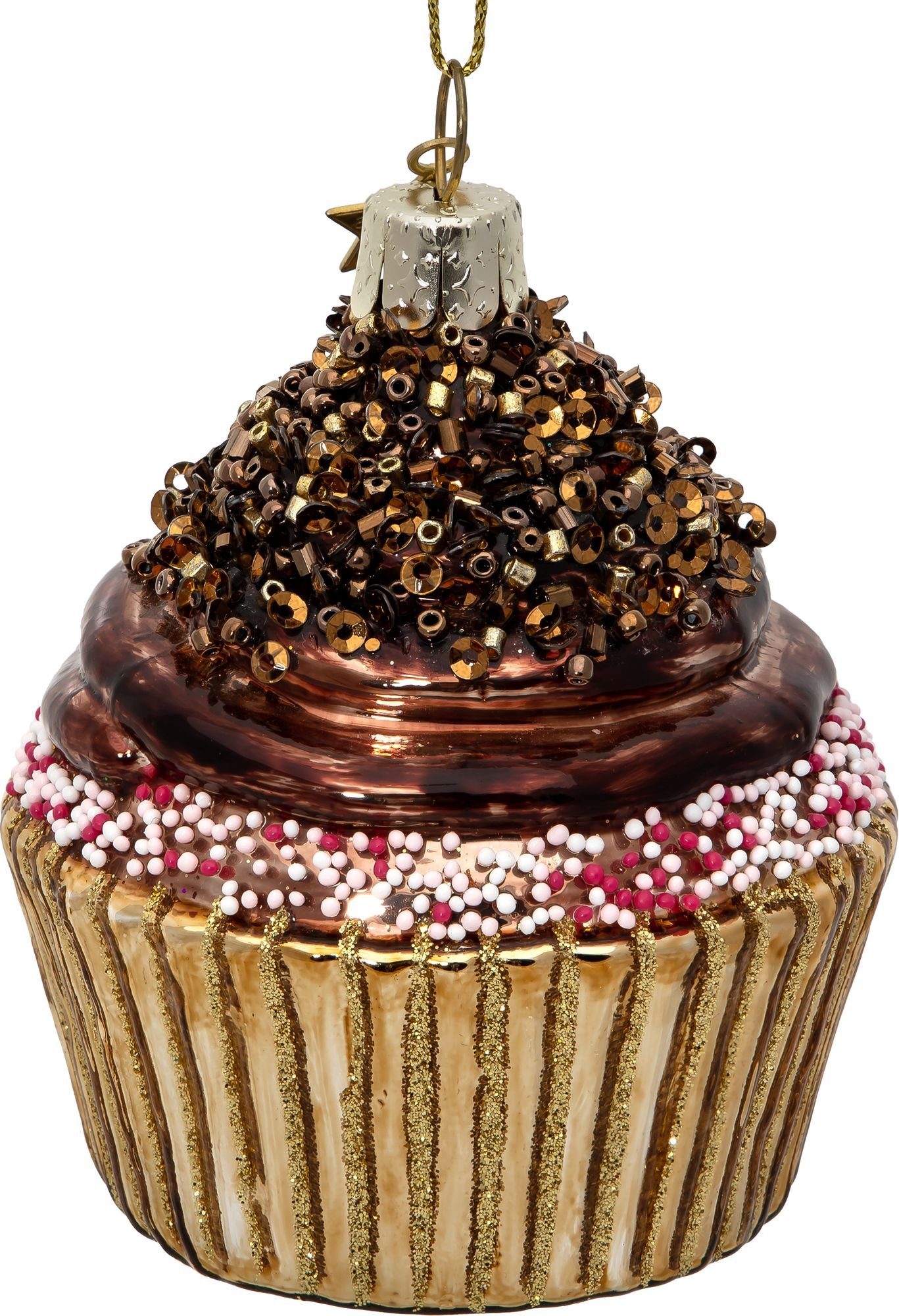 Christbaumschmuck BS557 Schoko Muffin Glas Figur Weihnachtsbaum Anhänger