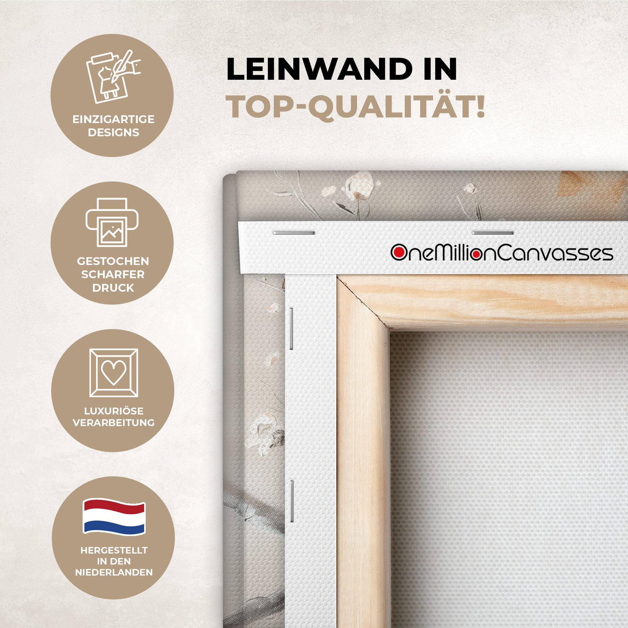 OneMillionCanvasses® Leinwandbild Blumen - Natur - Weiß - Blüte - Abstrakt, Fotodruck (1 St), Leinwand Bilder Klein, Wand Dekoration Aesthetic 30x20 cm