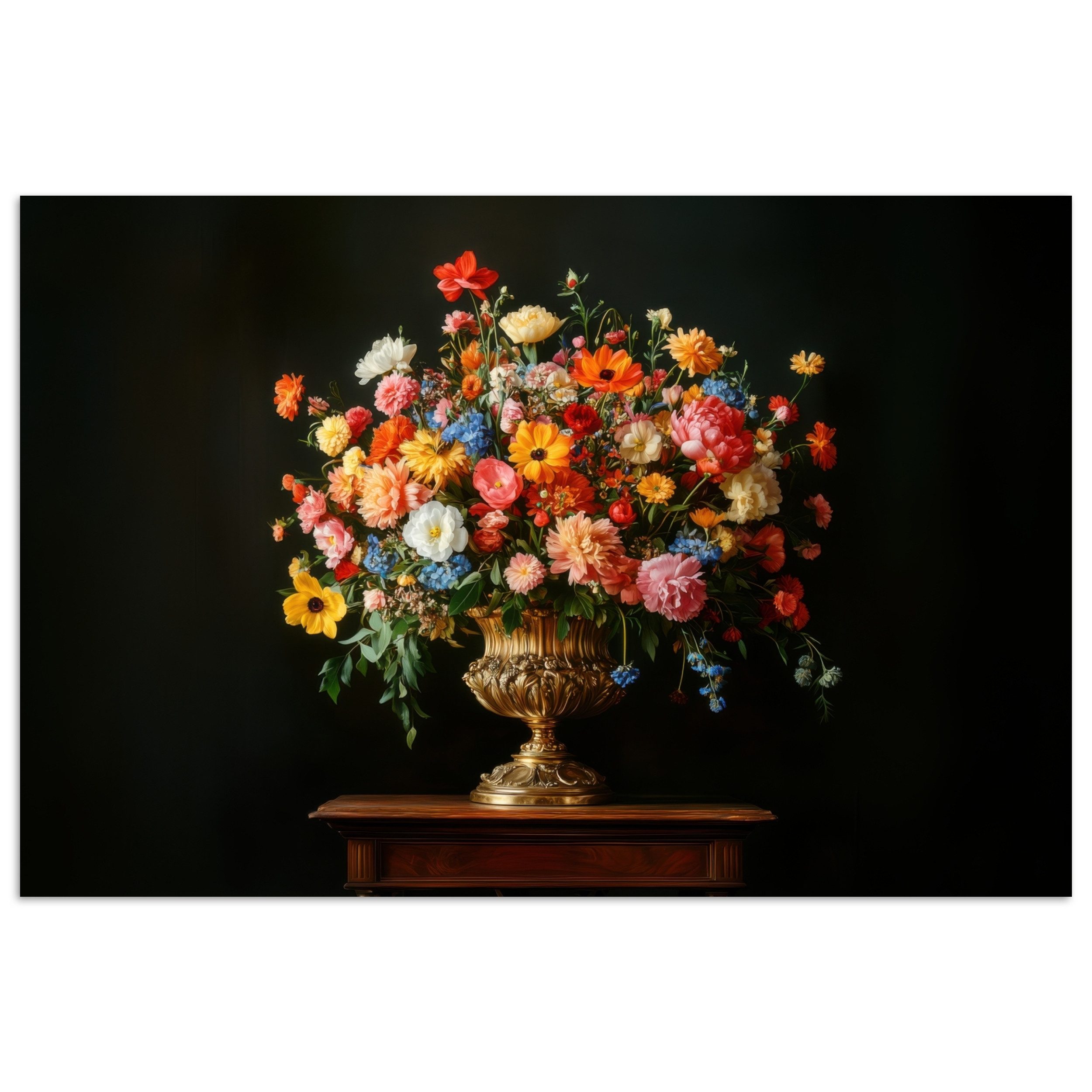 MuchoWow Poster Gold - Blumen - Farben - Vase, (1 St), Poster ohne Rahmen, Wandbild, Wandposter, 30x20 cm