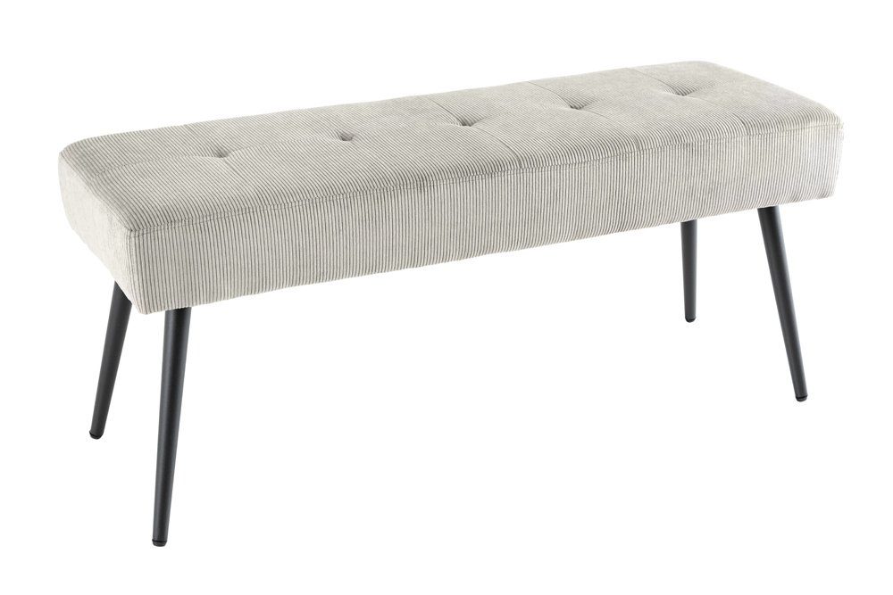 riess-ambiente Sitzbank BOUTIQUE 100cm hellgrau/schwarz - Cord-Bezug, Metallbeine (Einzelartikel, 1-St), bequeme Polsterung mit Ziernähten – ideal für Flur oder Wohnbereich