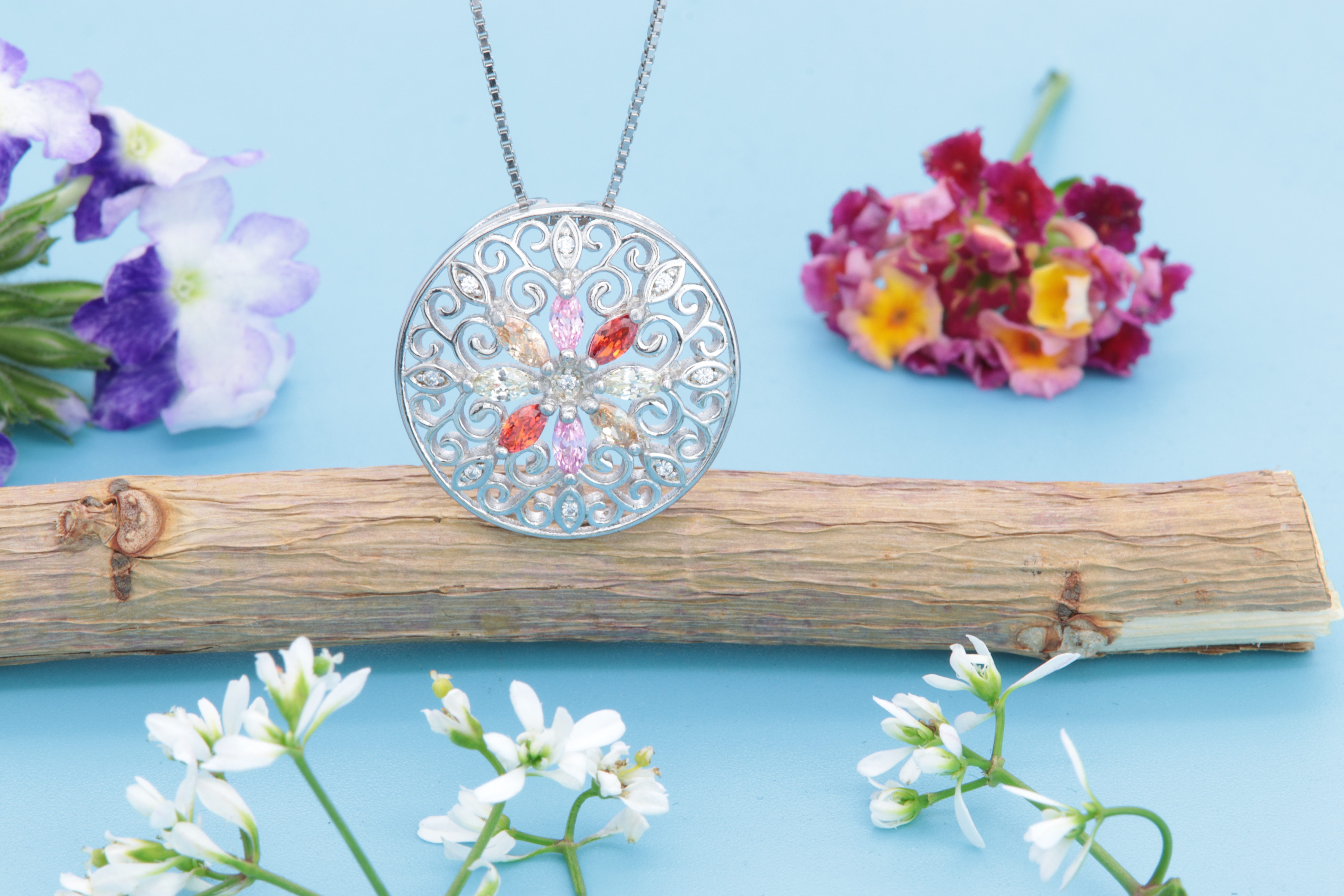 SCHEPPE SCHMUCK Kettenanhänger Damen Anhänger für Kette - ORNAMENT BLÜTE - günstig online kaufen