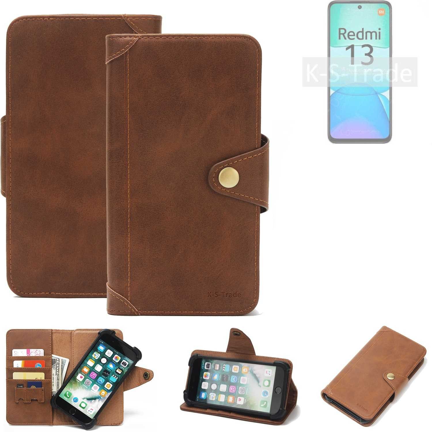 K-S-Trade Handyhülle für Xiaomi Redmi 13, Handyhülle Schutz Hülle Walletcase Bookstyle Tasche Case
