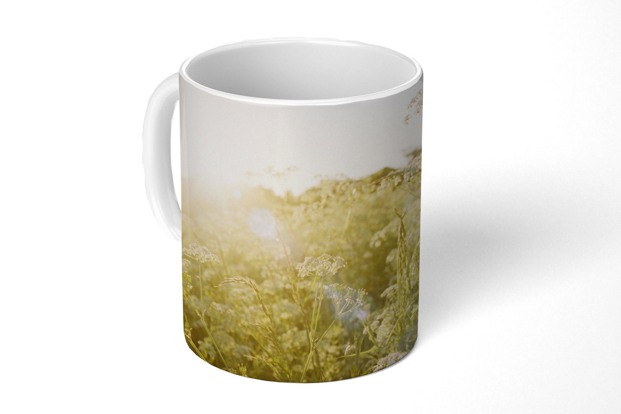 MuchoWow Tasse Blumen - Weiß - Frühling, Keramik, Kaffeetassen, Teetasse, Becher, Teetasse, Geschenk