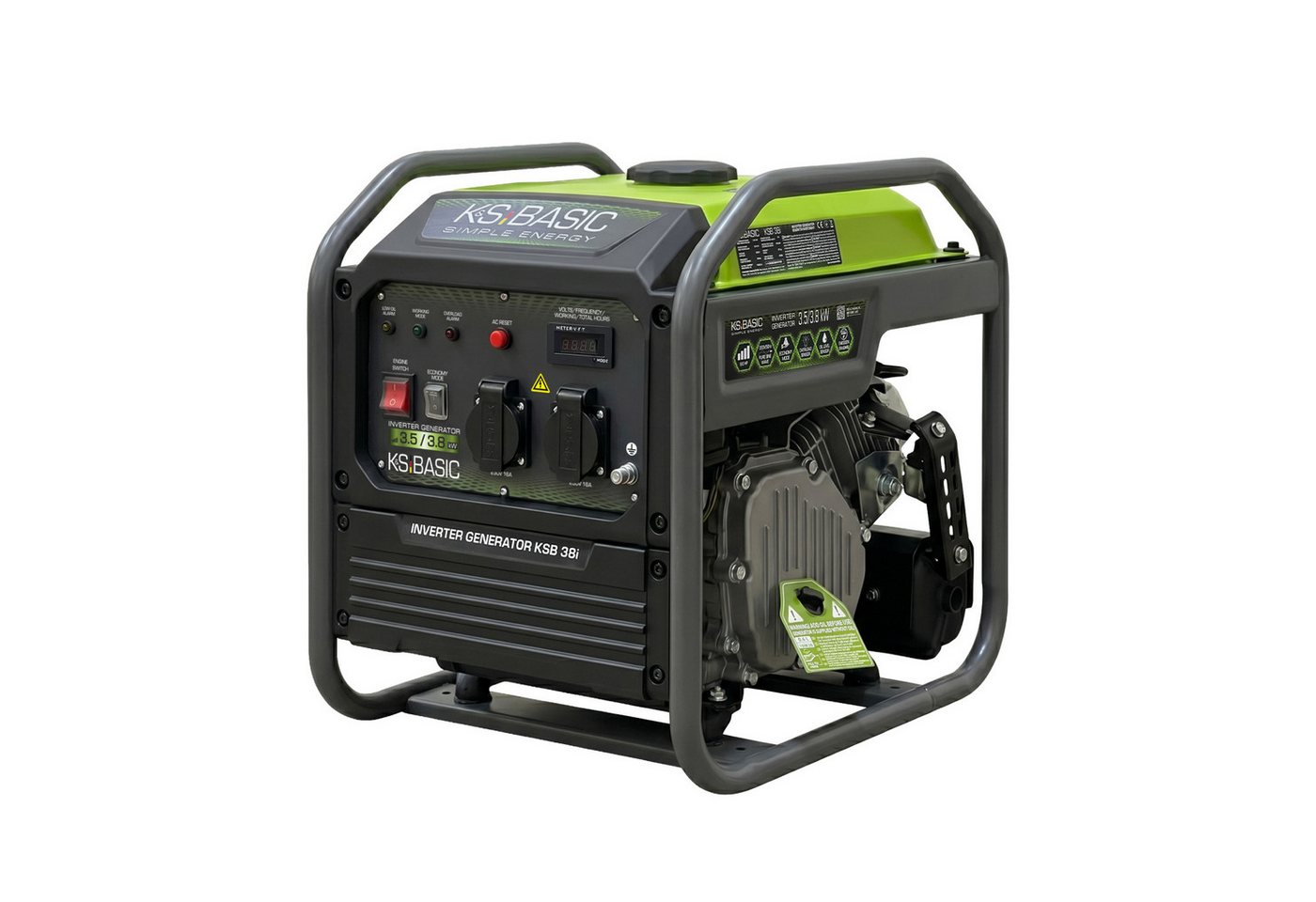 Könner & Söhnen Stromerzeuger KSB 38i, (Inverter Benzin Stromerzeuger 230V, 1-tlg., kompakter tragbarer Generator für Haus & Camping), 3.5 kW Nennleistung, 25 kg, Eco-Mode, reine Sinuswelle