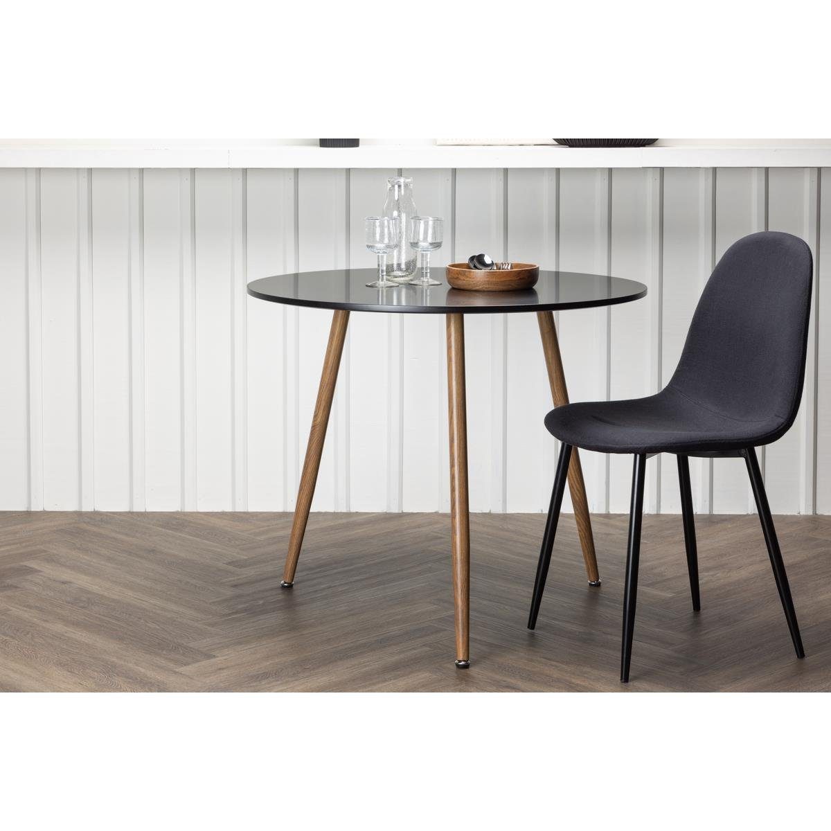 BOURGH Esstisch POLAR Tisch ⌀ 90cm - runder Esstisch mit edler Tischpaltte  in schwarz